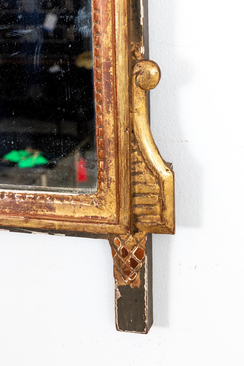 Early 20th Century Antique French Paint and Parcel Gilt Mirror For Sale