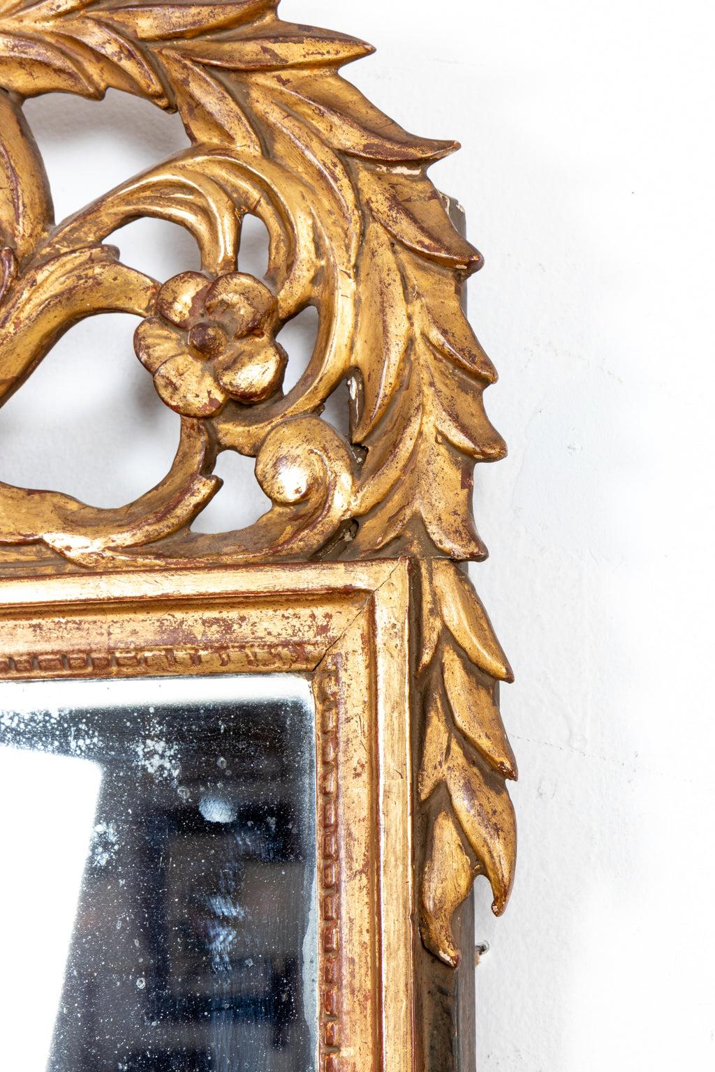 Wood Antique French Paint and Parcel Gilt Mirror For Sale