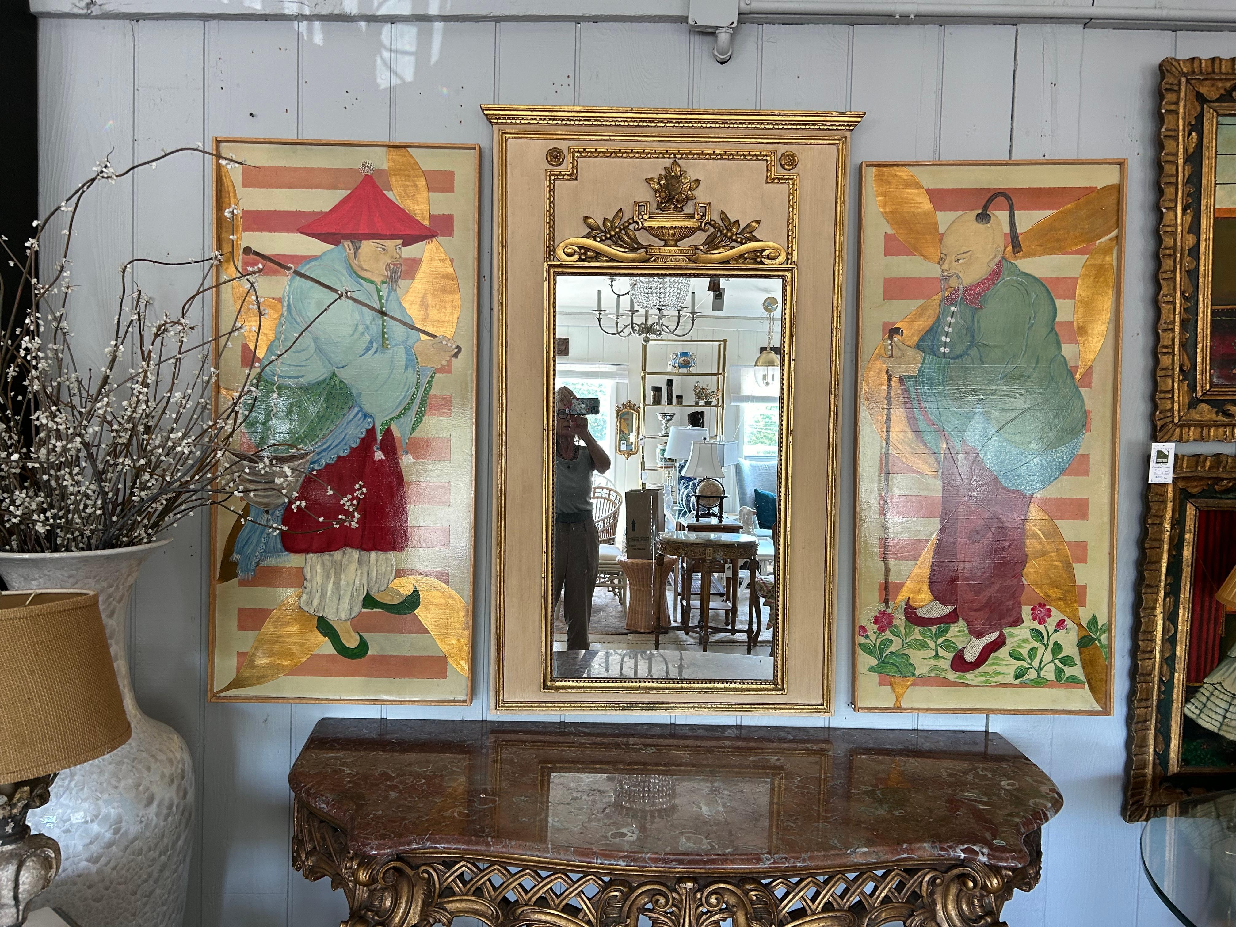 Antique miroir Trumeau Louis XV peint et doré en vente 4