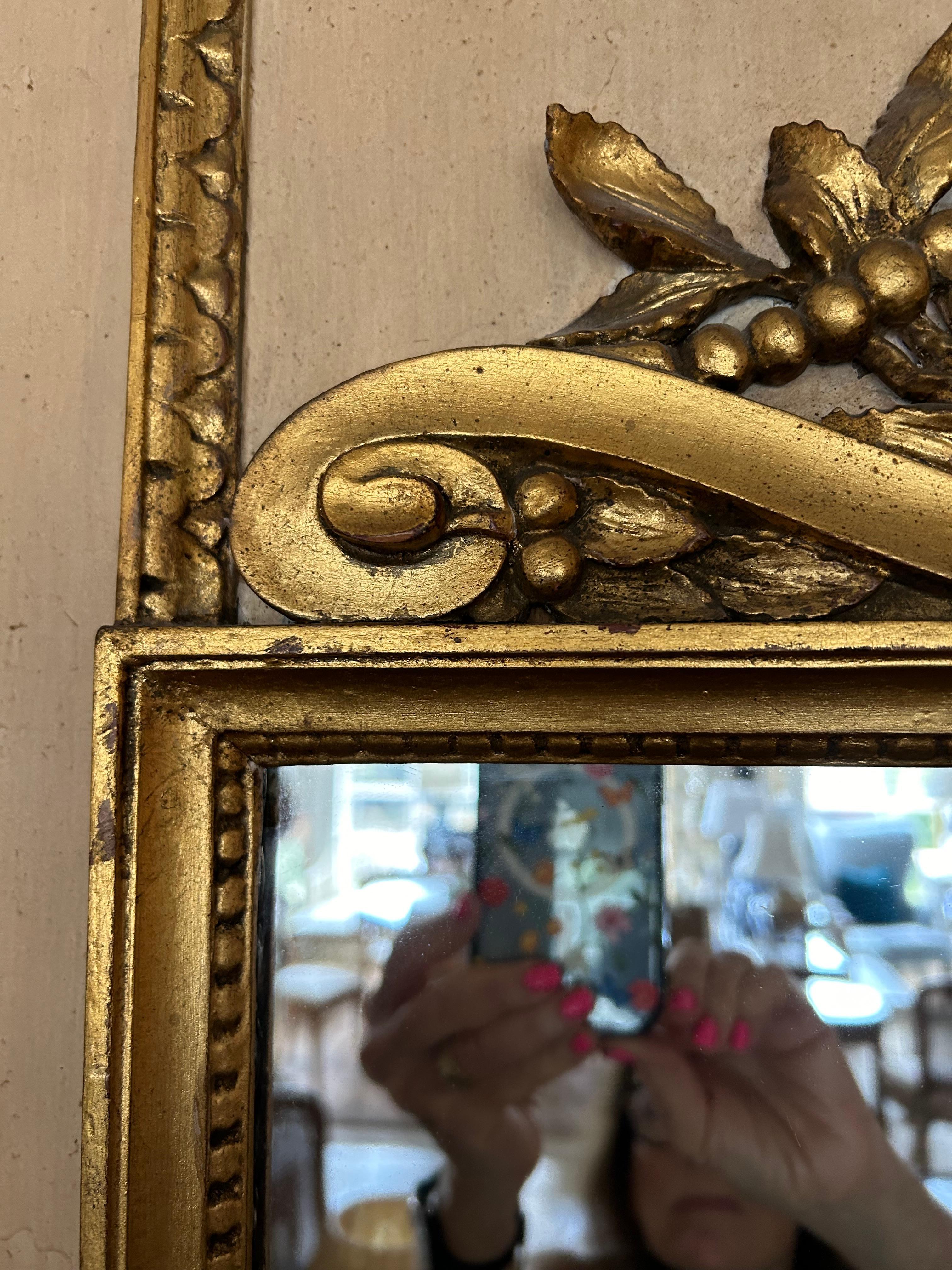 Début du 20ème siècle Antique miroir Trumeau Louis XV peint et doré en vente
