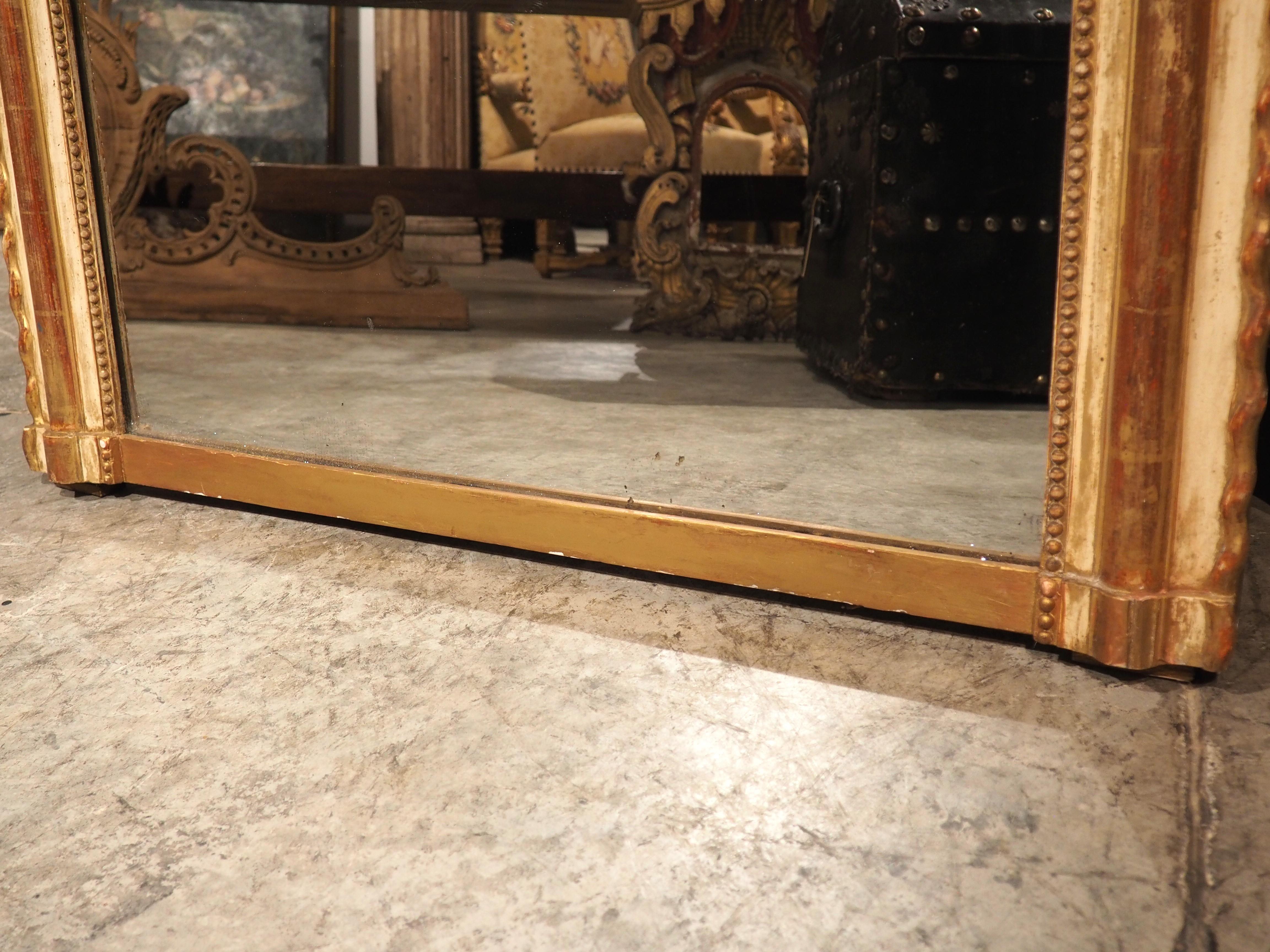 Antique French Painted and Gilt Louis Philippe Style Mirror with Scalloped Edges For Sale 9