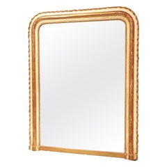 Antique French Painted and Gilt Louis Philippe Style Mirror with Scalloped Edges