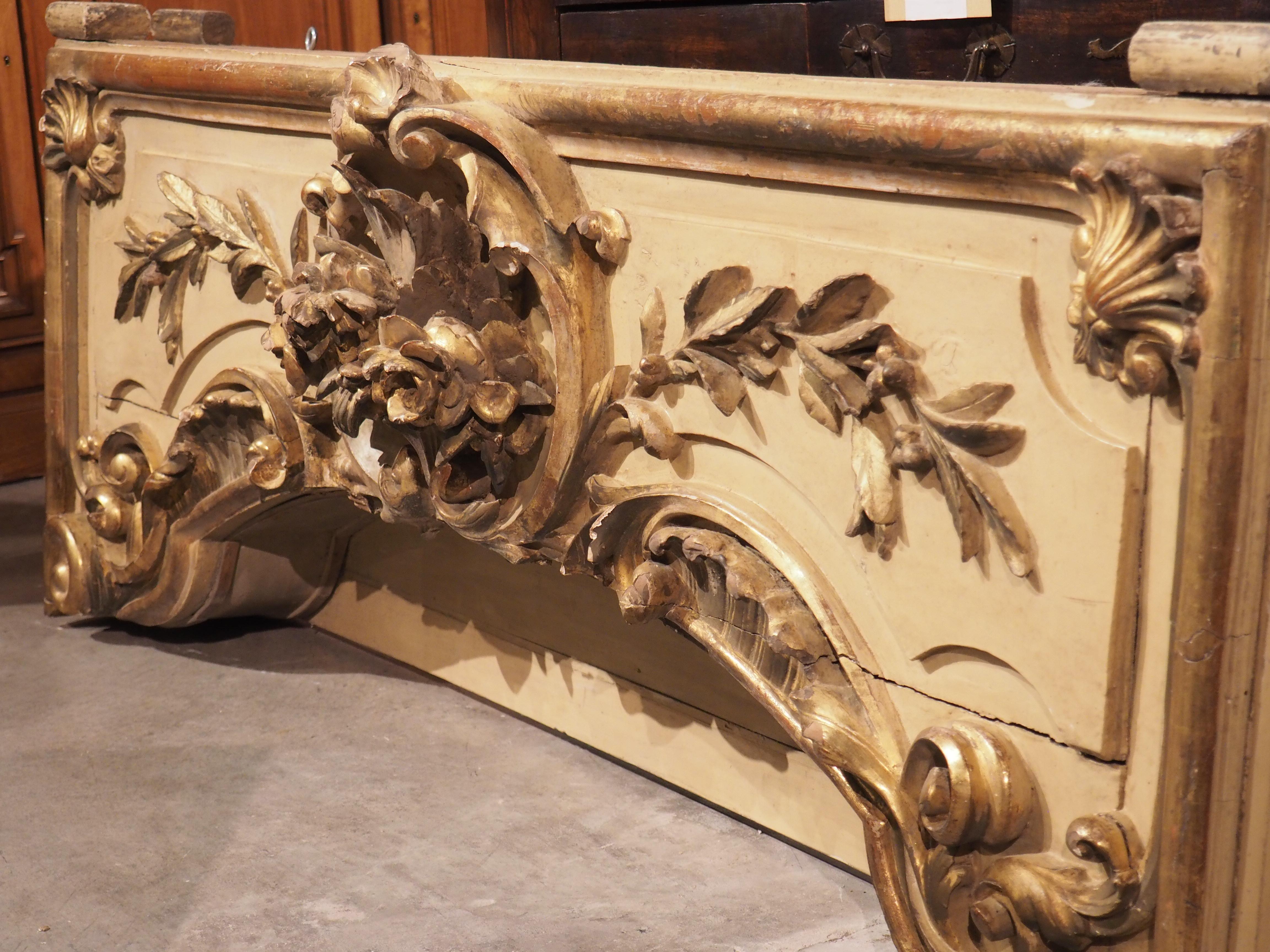 Antique French Painted and Giltwood Overdoor, circa 1850 For Sale 13