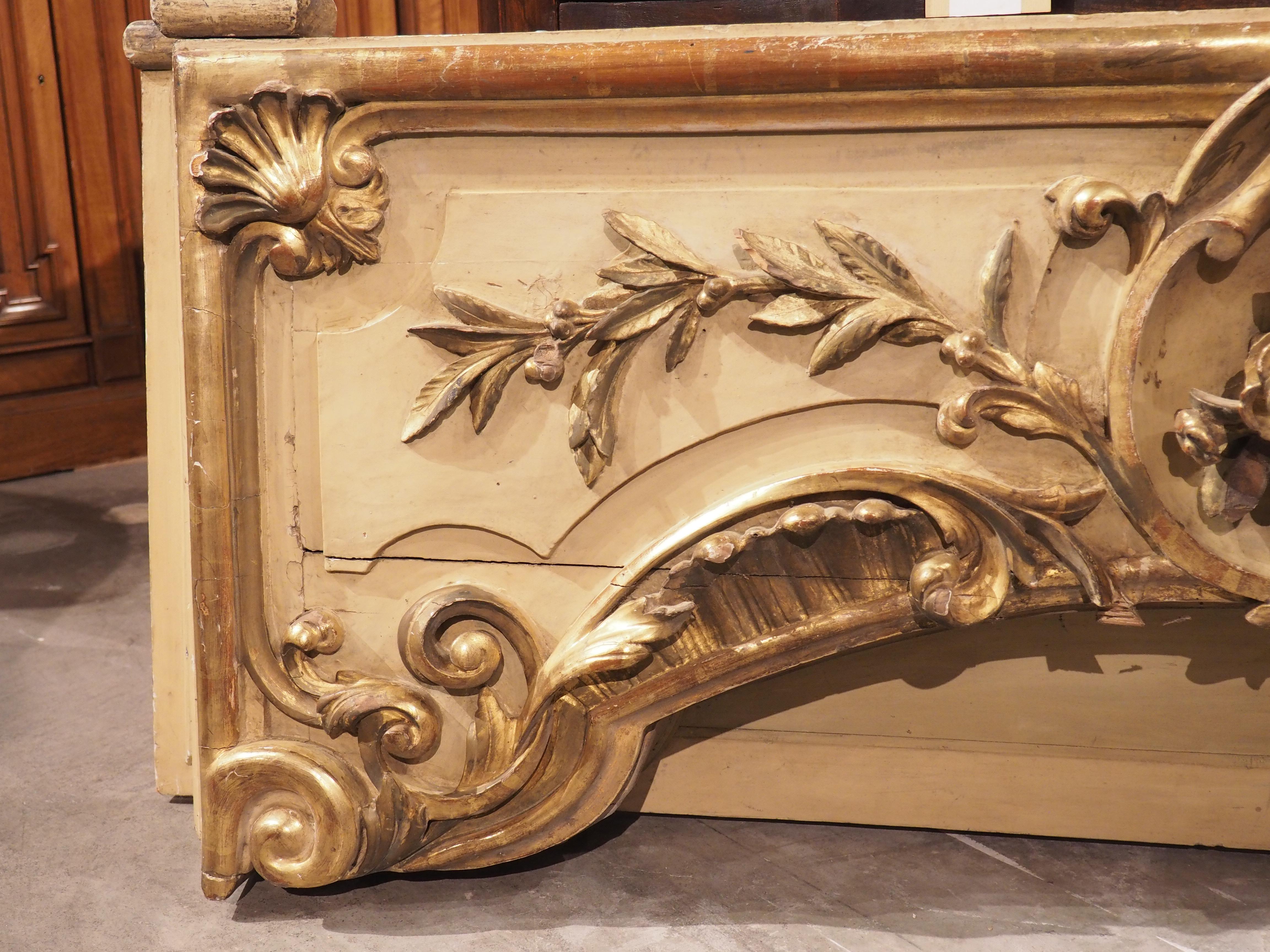 Mid-19th Century Antique French Painted and Giltwood Overdoor, circa 1850 For Sale