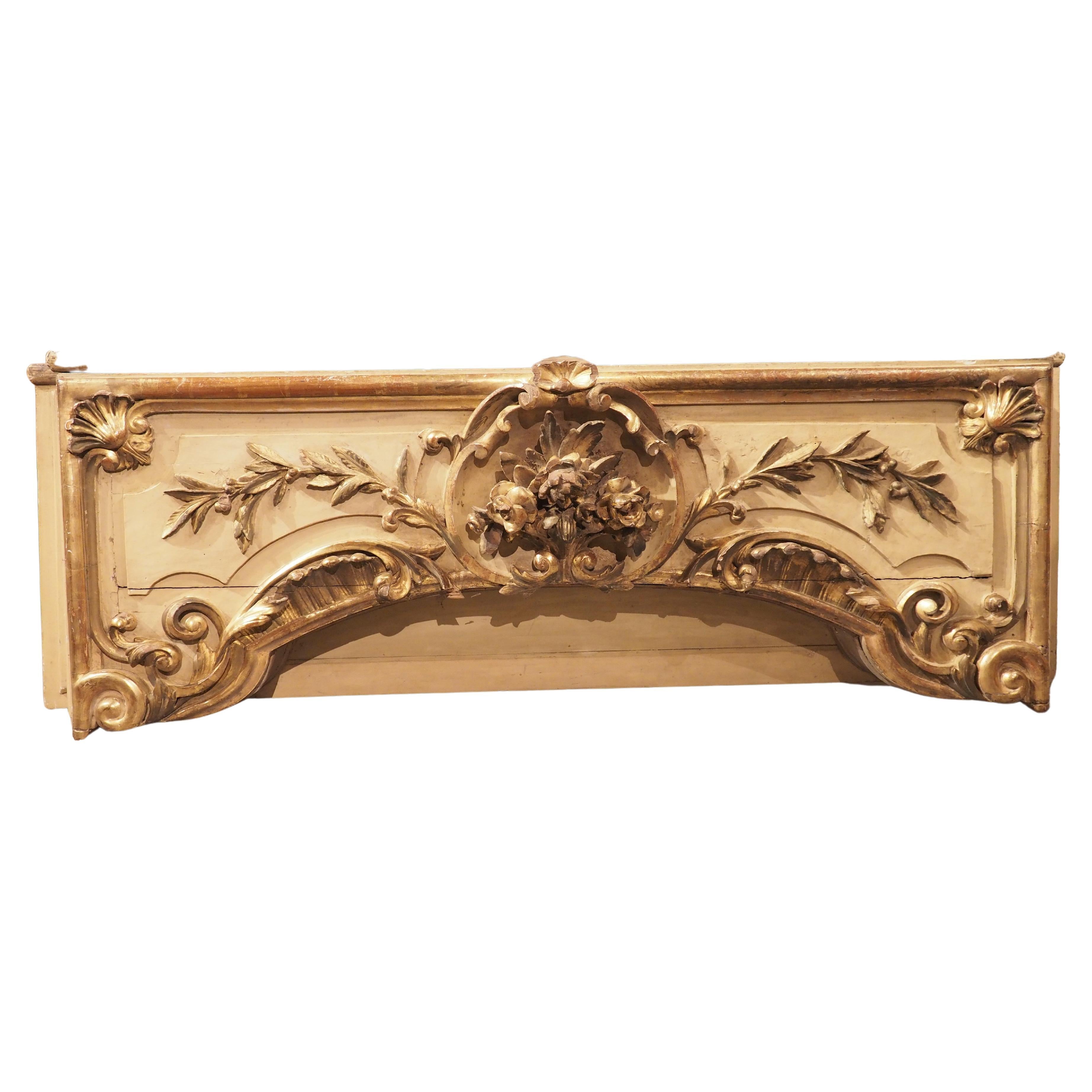 Antique French Painted and Giltwood Overdoor, circa 1850 For Sale