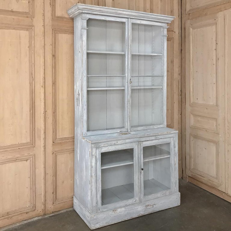 Antique Swedish Scraped Painted Bookcase For Sale at 1stdibs