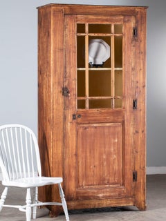 Antique French Painted Cabinet Glazed Door, circa 1830