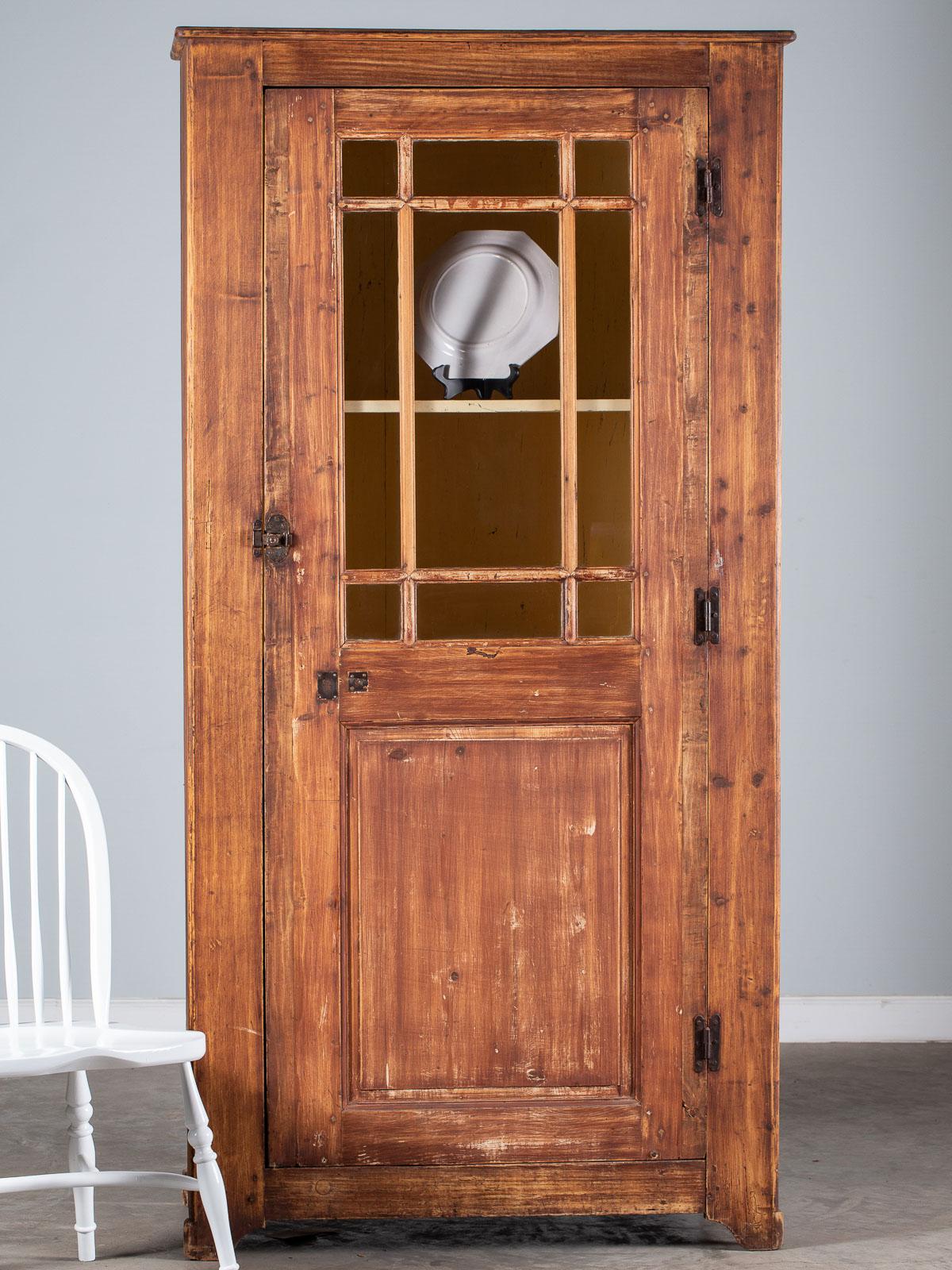 Country Antique French Painted Cabinet Glazed Door, circa 1830 For Sale