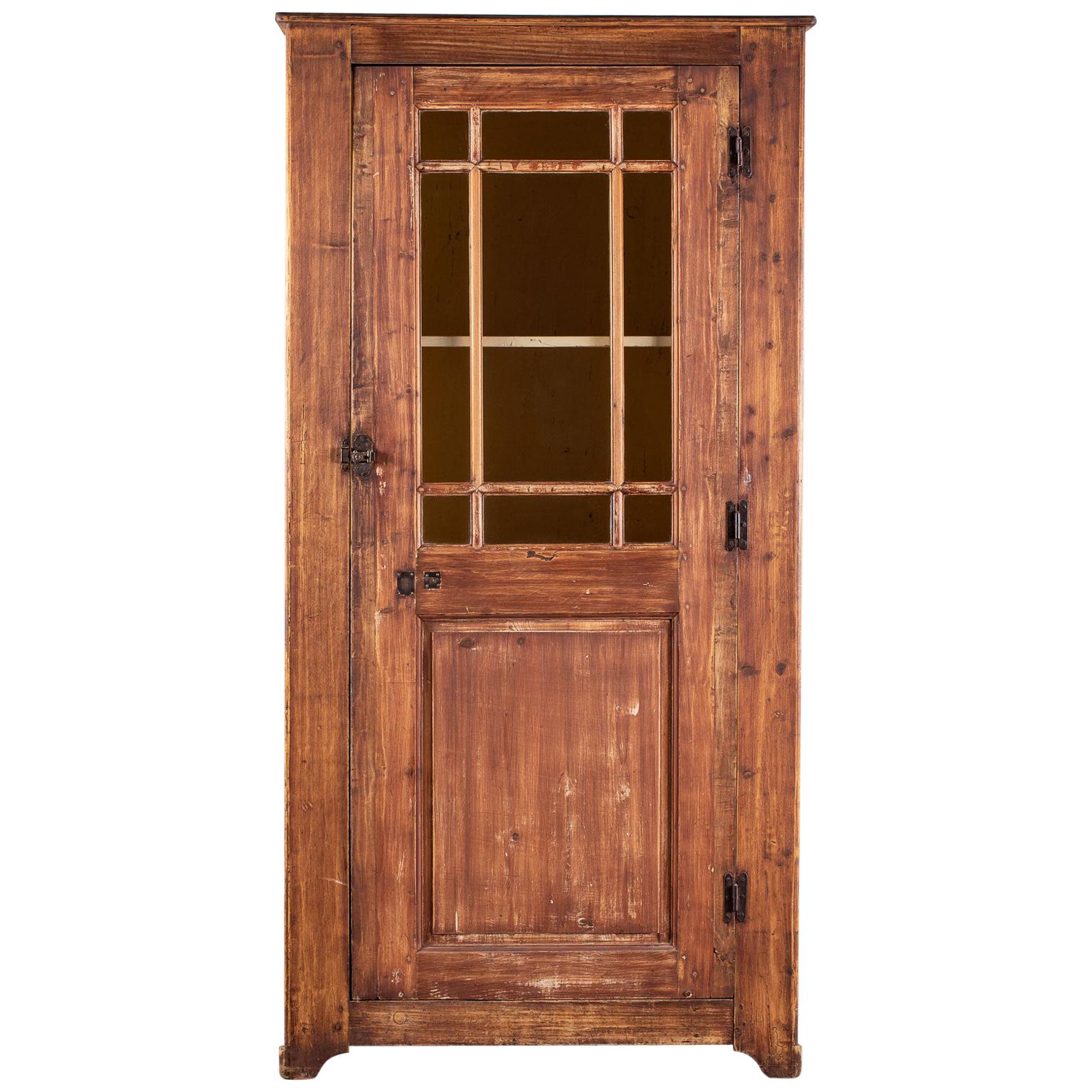 Antique French Painted Cabinet Glazed Door, circa 1830 For Sale