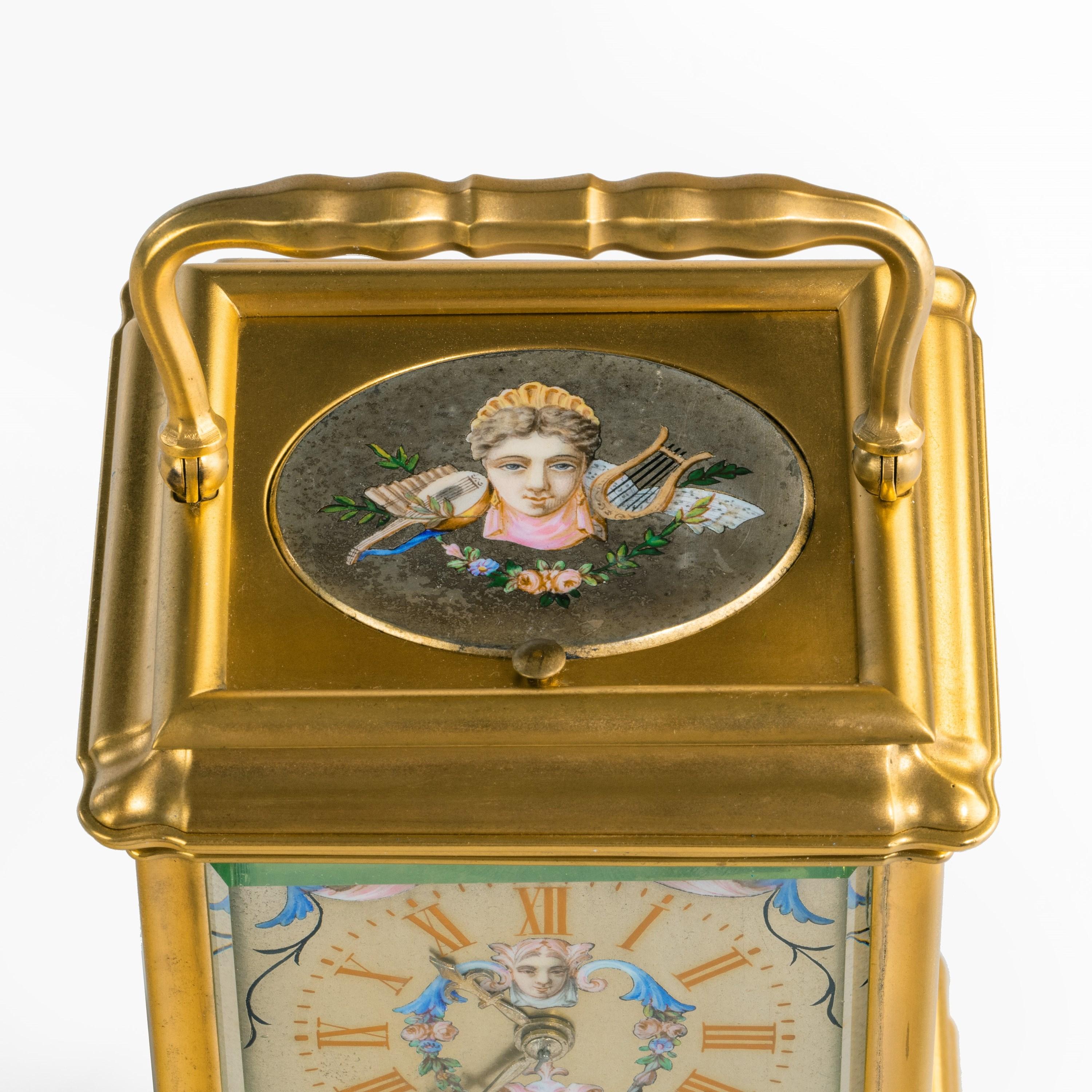 Français Ancienne horloge à chariot peinte française en vente