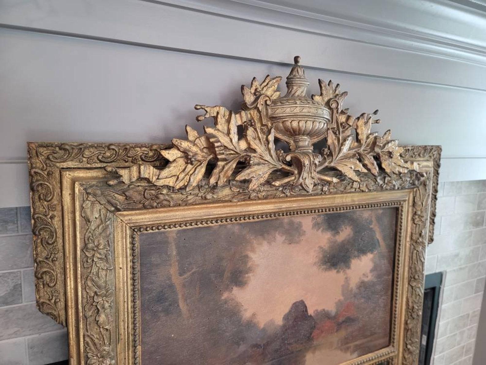 Belle Époque Miroir Trumeau en bois peint, sculpté et doré, anciennement français en vente