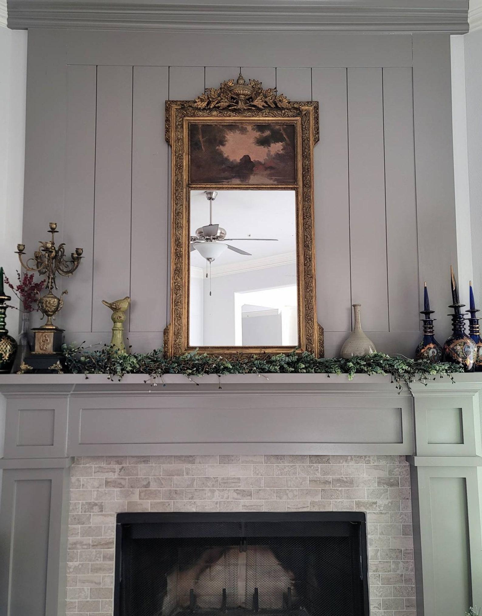 Antike Französisch gemalt geschnitzt vergoldet Holz Trumeau Spiegel im Zustand „Gut“ im Angebot in Forney, TX