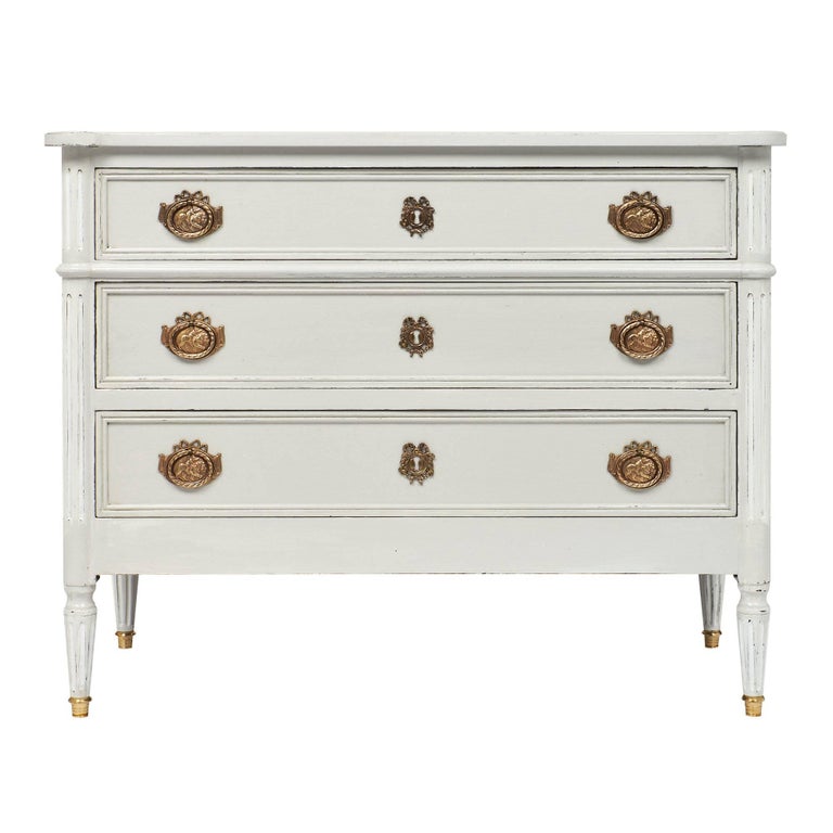 Louis Xvi Style Carrara Marble Top Chest In The Manner Of Jansen