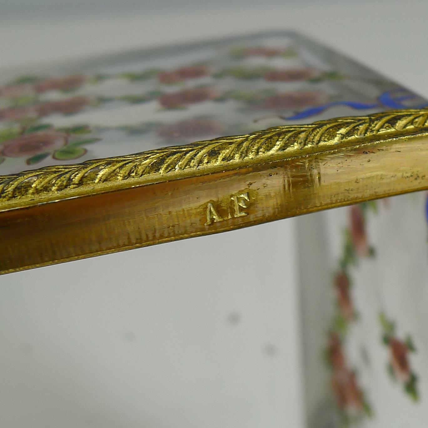 Antique French Painted Crystal Box, Ormolu Mounts Signed A.F., circa 1890 4