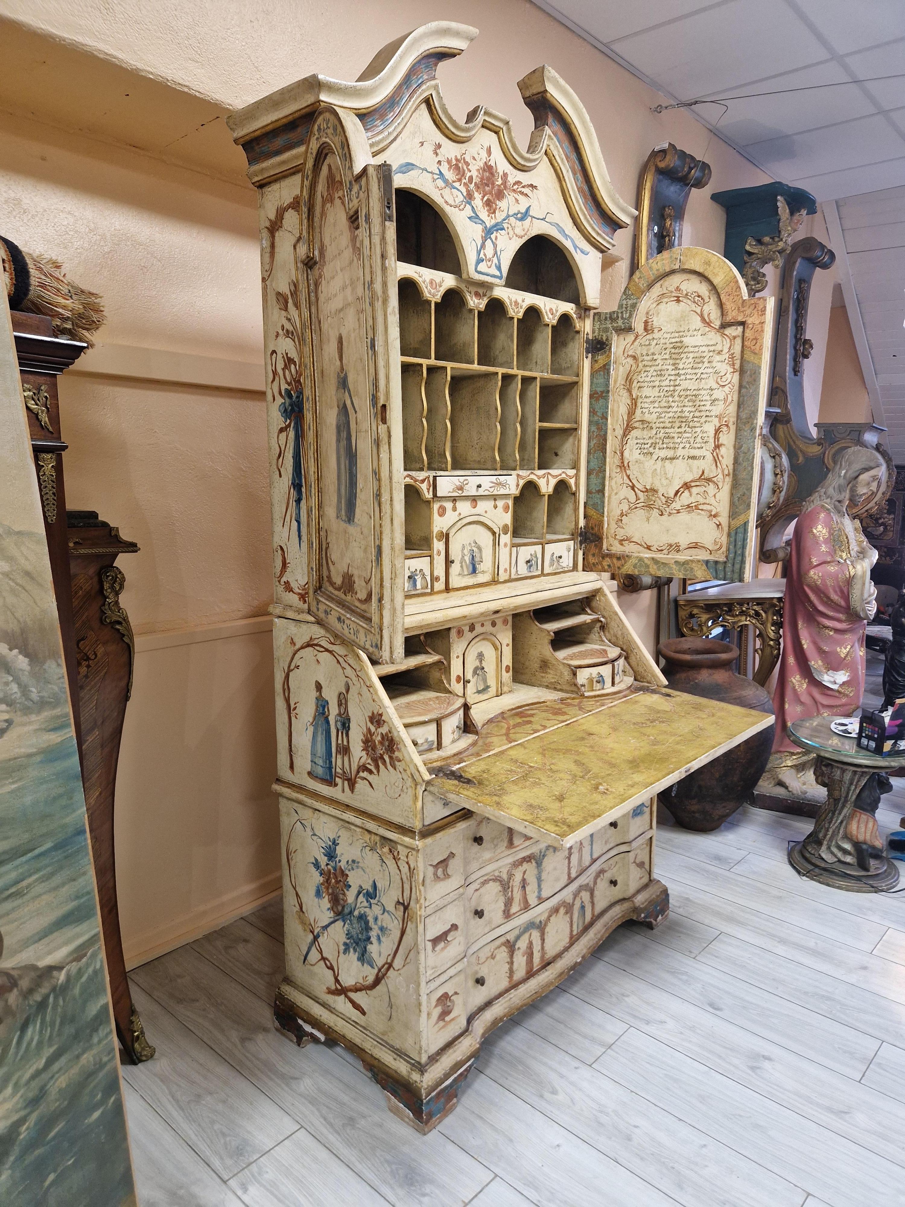 Armario Secretaire Antique French Pintado a Mano 10