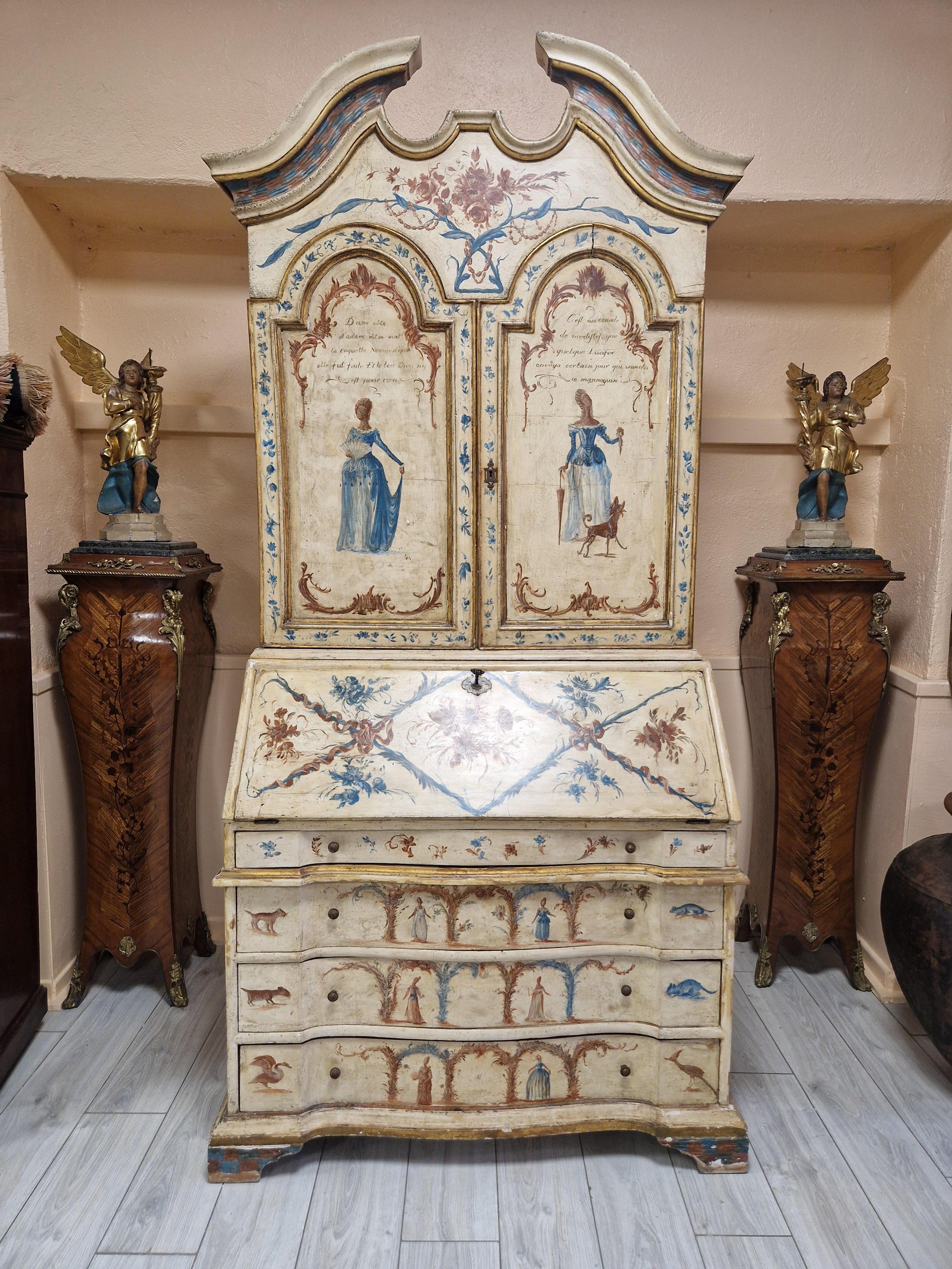 Armario Secretaire Antique French Pintado a Mano 11