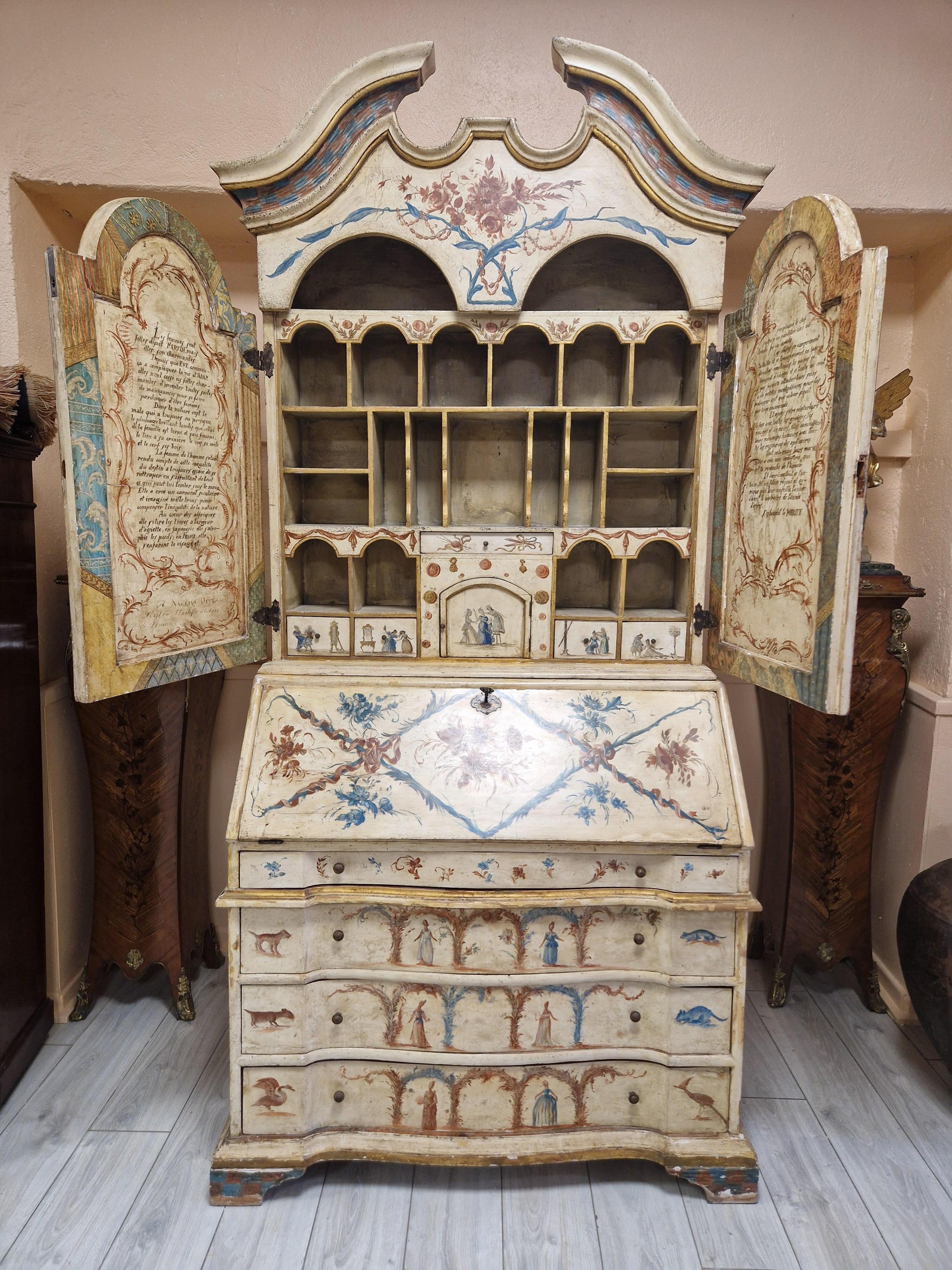 Armario Secretaire Antique French Pintado a Mano Pintado a mano