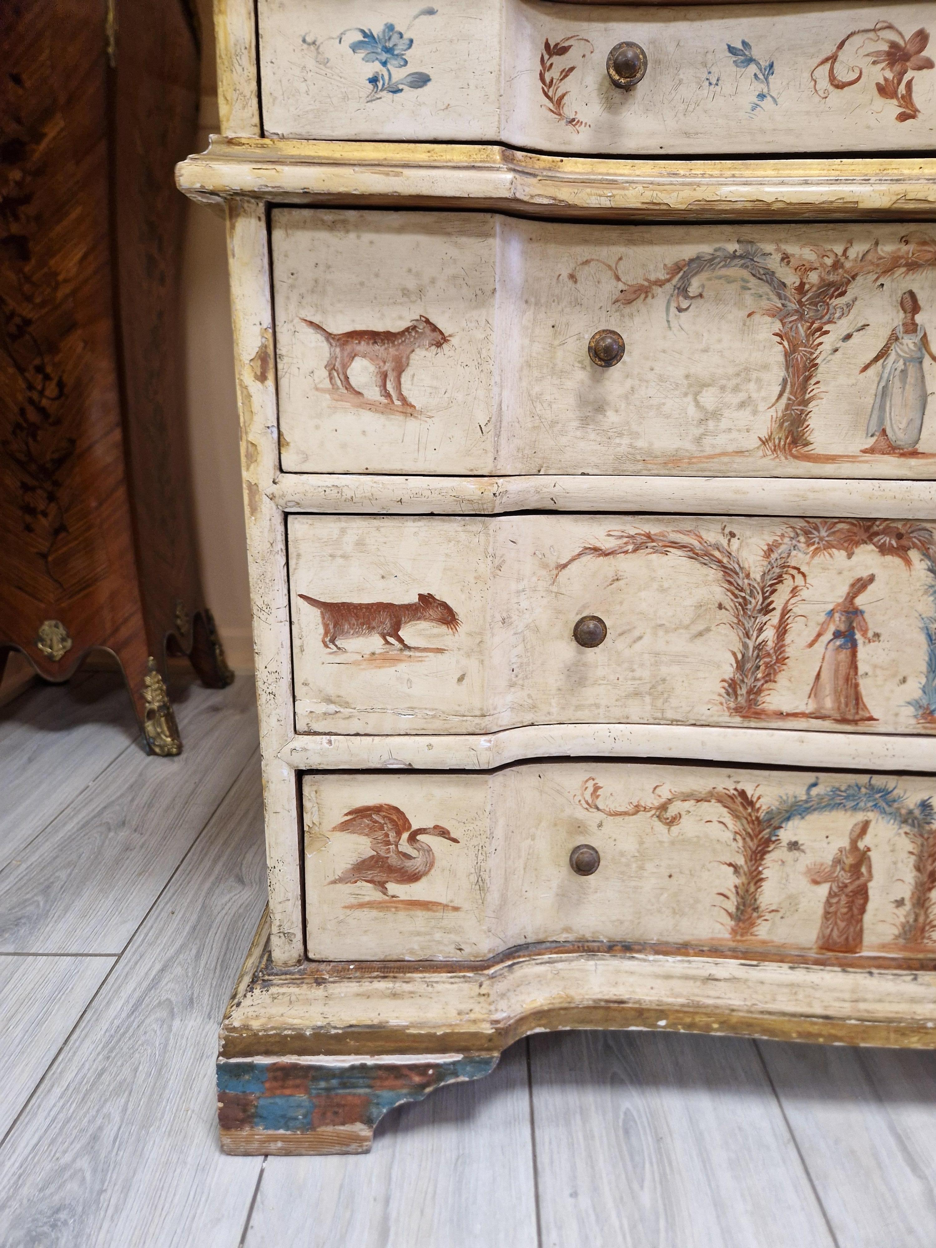 Armario Secretaire Antique French Pintado a Mano Madera dura