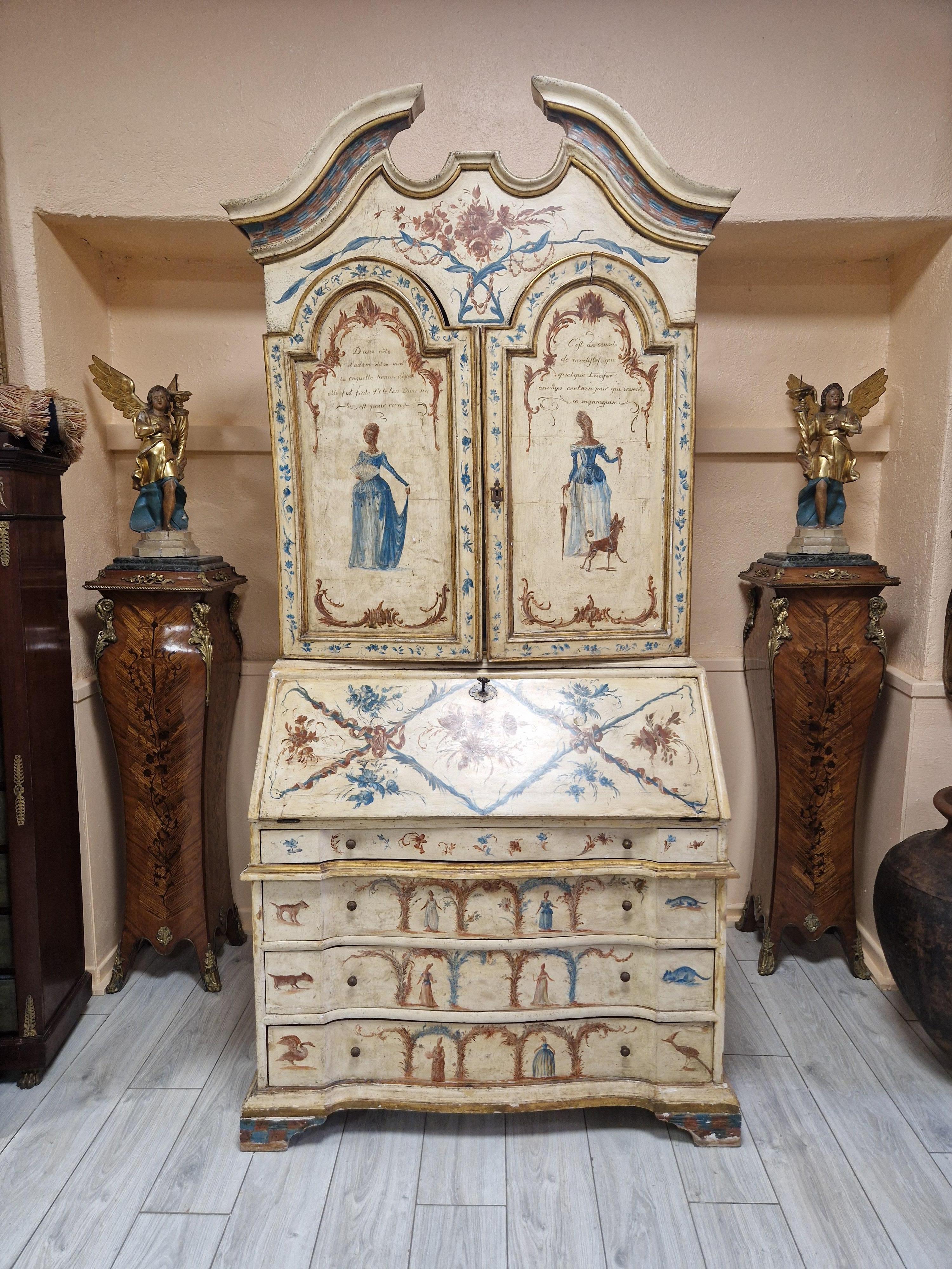 Armario Secretaire Antique French Pintado a Mano 1