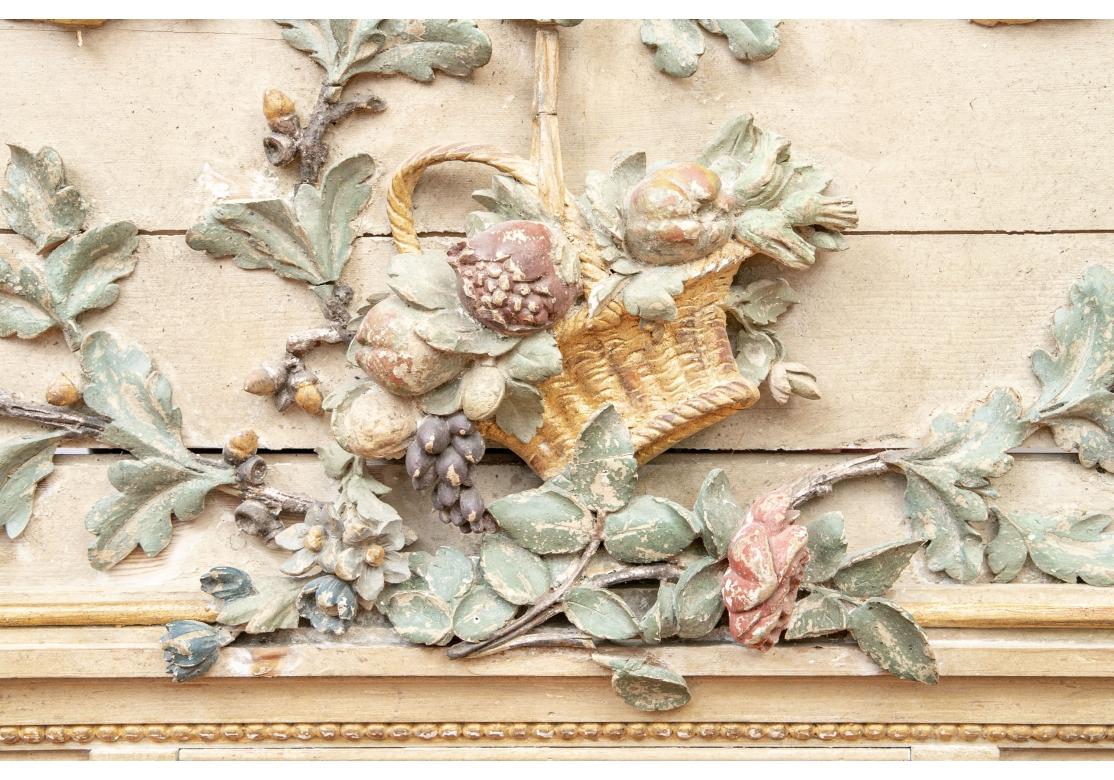 French Provincial Antique French Painted Decorative Floral Panel