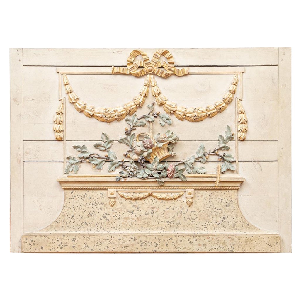 Antike französische bemalte, dekorative Blumentafel mit Blumenmuster