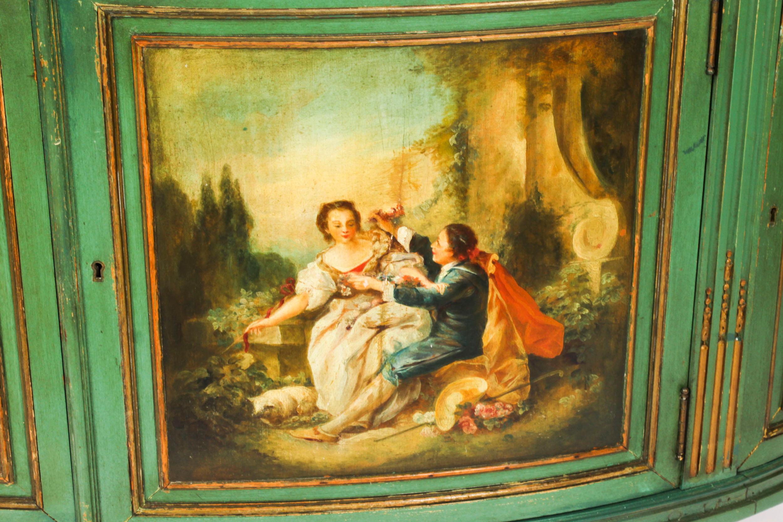 Ancienne commode Demi Lune peinte française du 20ème siècle en vente 1