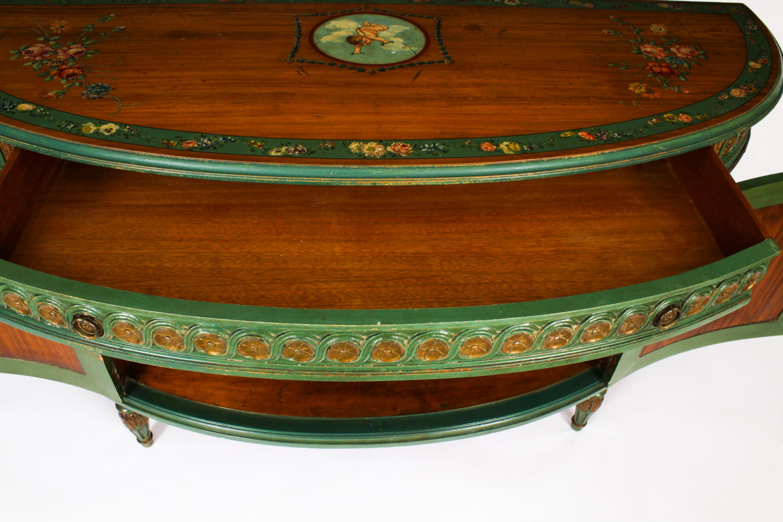 Antique French Painted Demi Lune Cabinets Commodes 20th Century 8