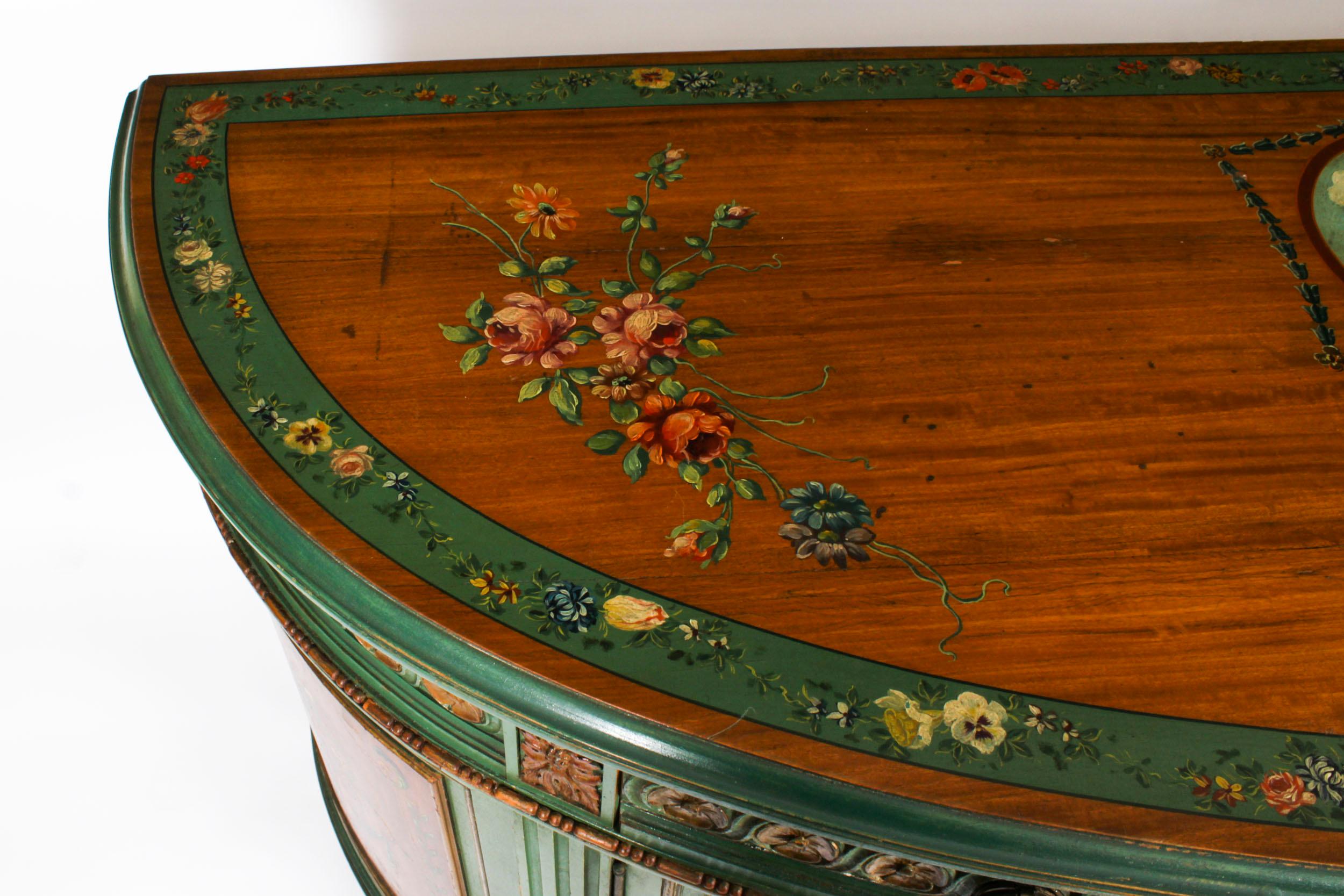 Antique French Painted Demi Lune Cabinets Commodes 20th Century 2