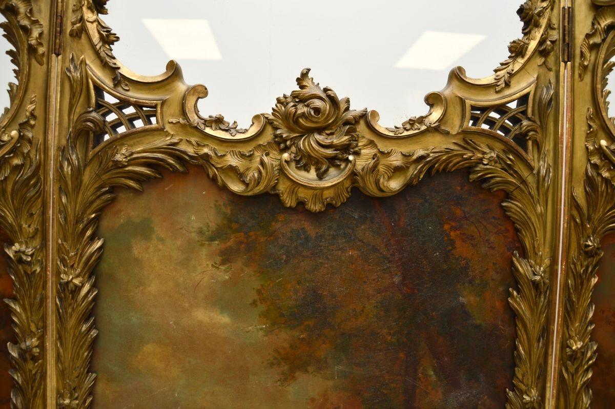 Antique French Gemalt Vergoldet Wood Screen im Angebot 2