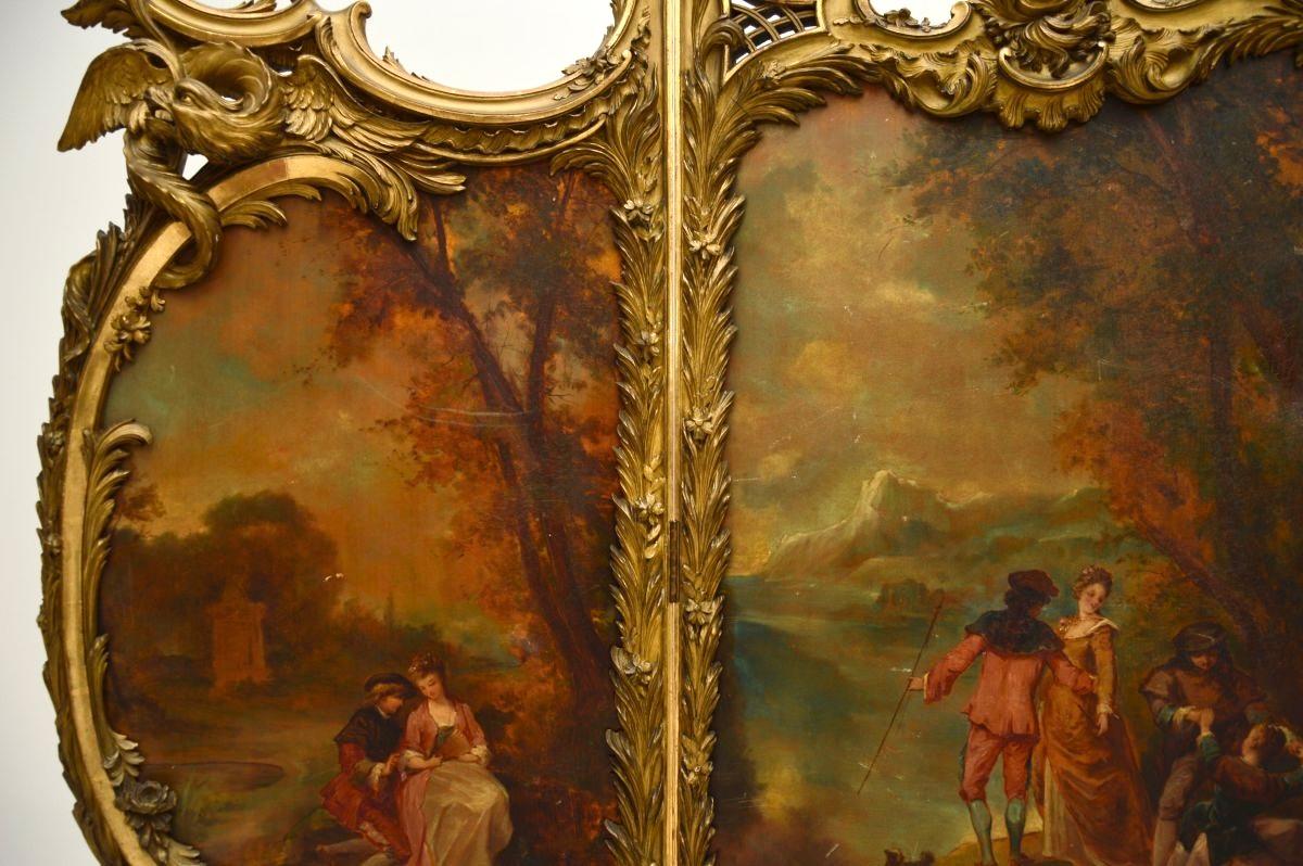 Antique French Gemalt Vergoldet Wood Screen im Angebot 3