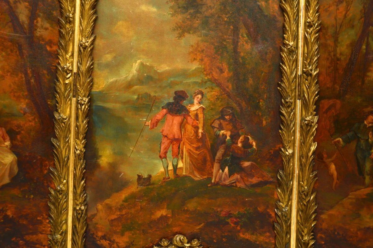 Antique French Gemalt Vergoldet Wood Screen im Angebot 4
