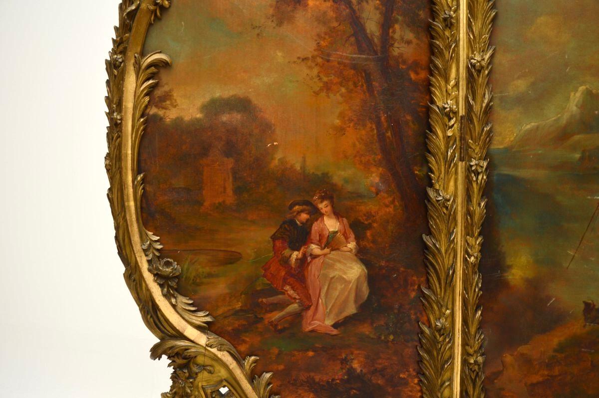 Antique French Gemalt Vergoldet Wood Screen im Angebot 6