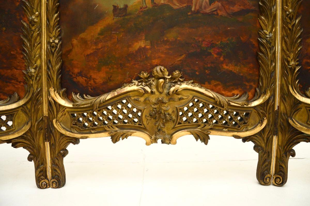 Antique French Gemalt Vergoldet Wood Screen im Angebot 9