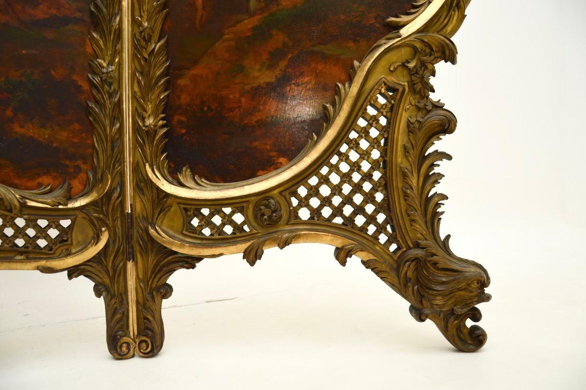 Antique French Gemalt Vergoldet Wood Screen im Angebot 10