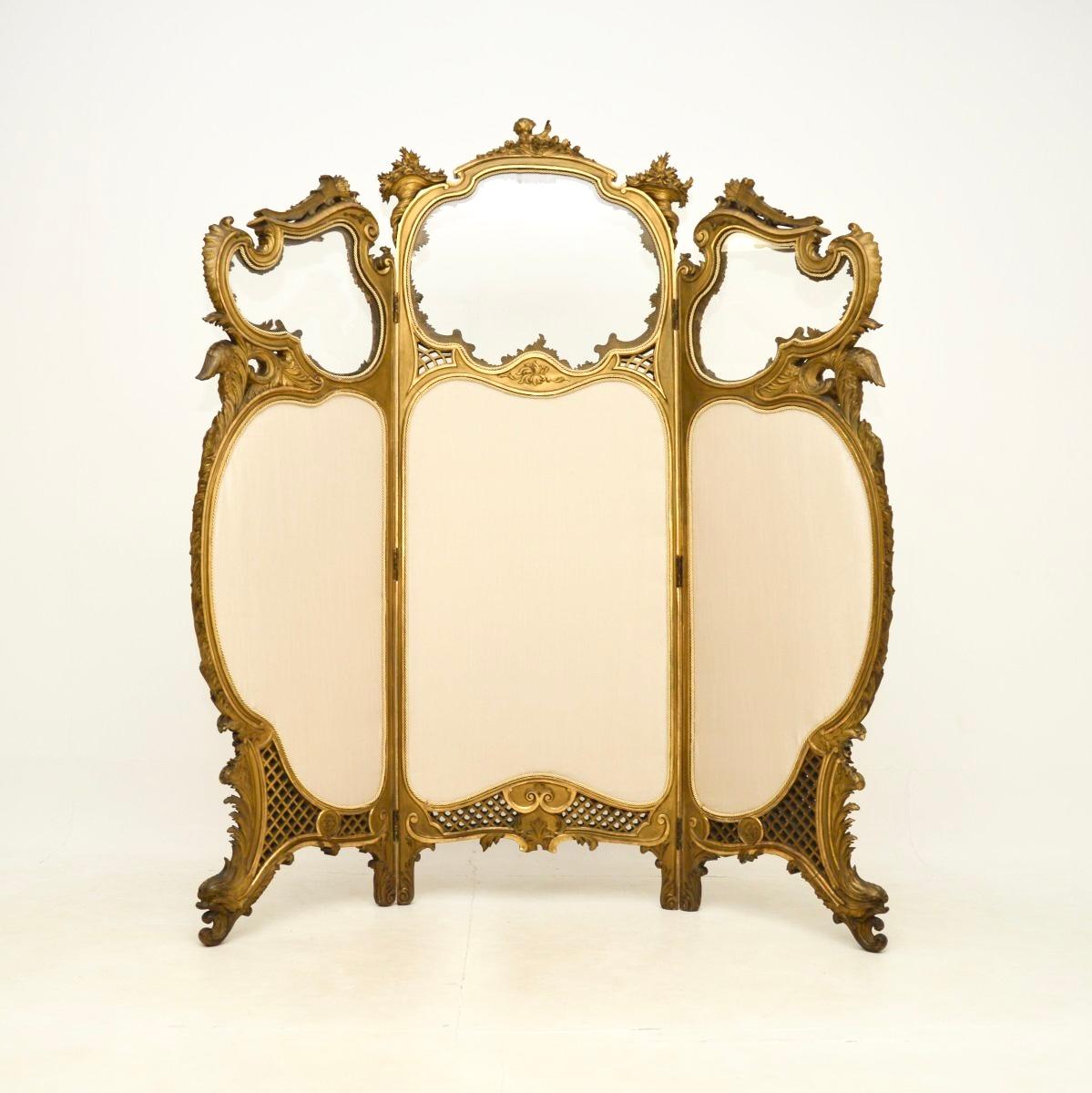 Antique French Gemalt Vergoldet Wood Screen (Louis XVI.) im Angebot