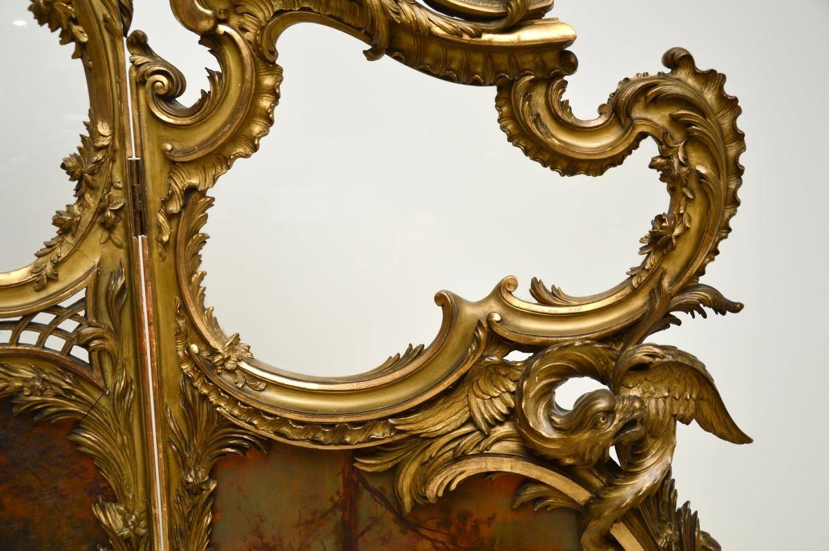 Antique French Gemalt Vergoldet Wood Screen (Spätes 19. Jahrhundert) im Angebot