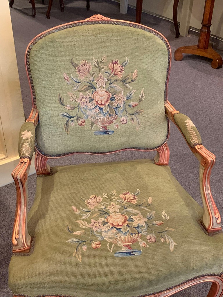 Antique French Painted Louis XV Fauteuil For Sale at 1stDibs