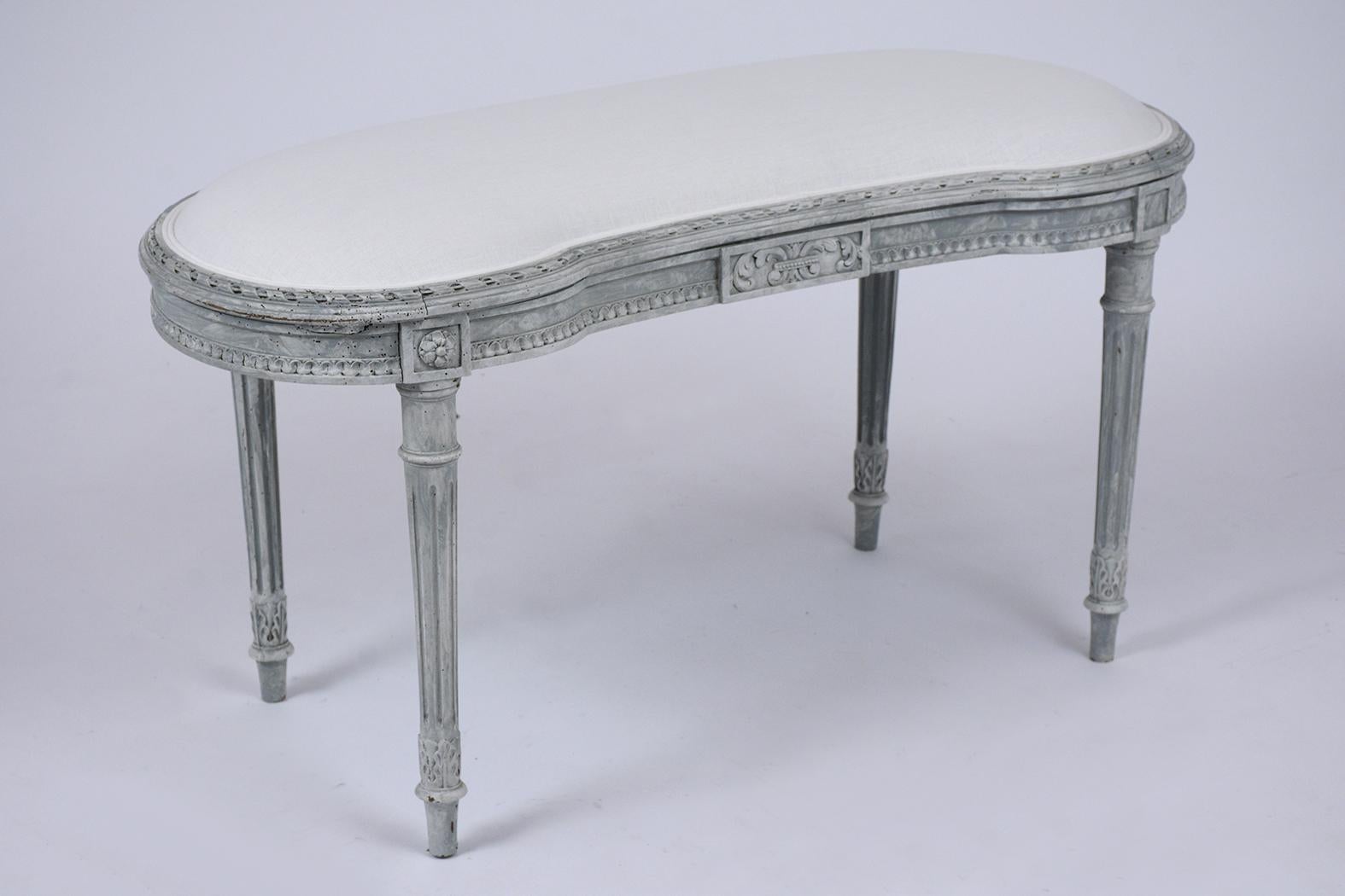 Hand-Painted Antique French Louis XVI Bench