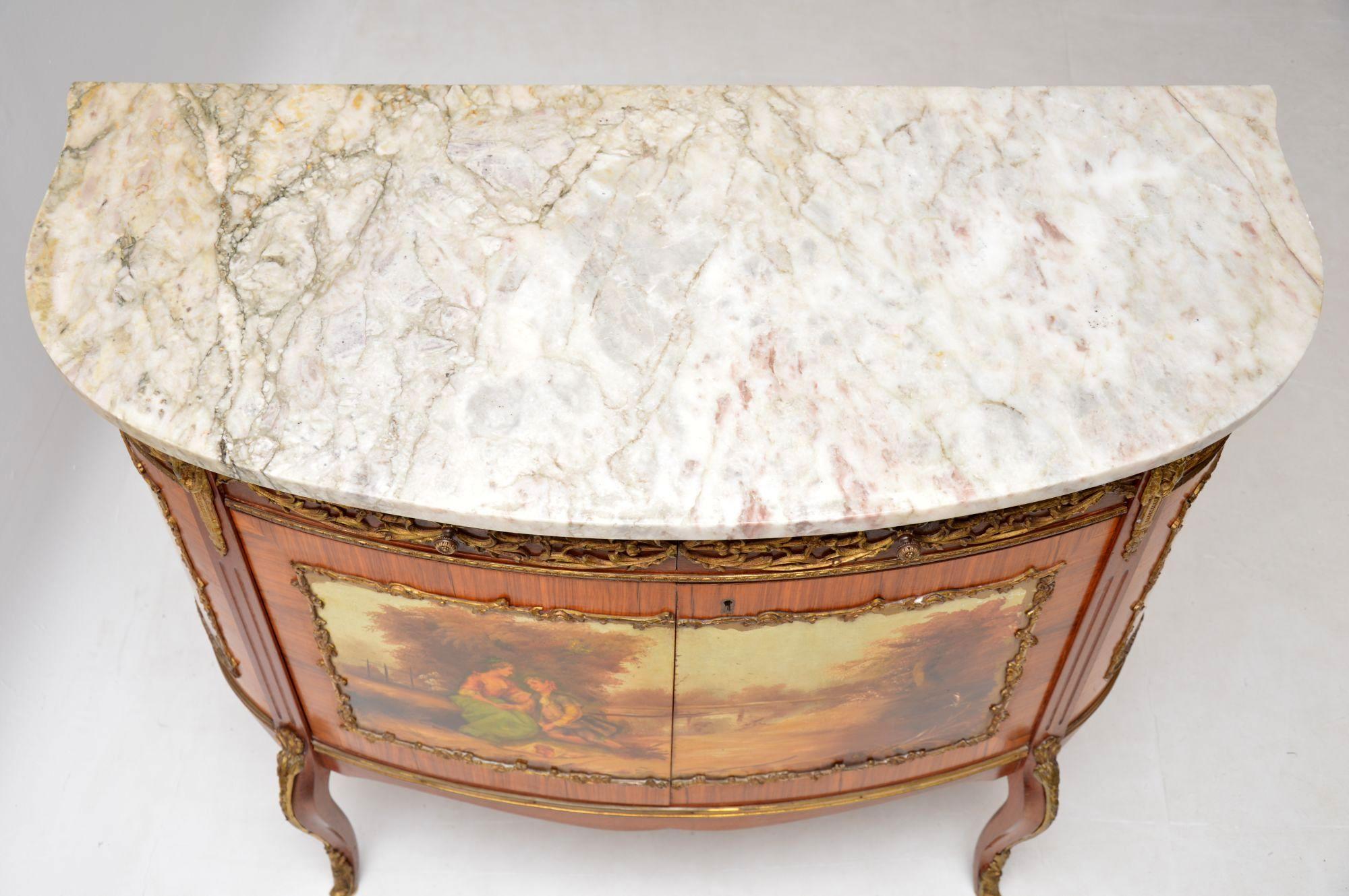 Antique French Painted Marble Top Cabinet 4
