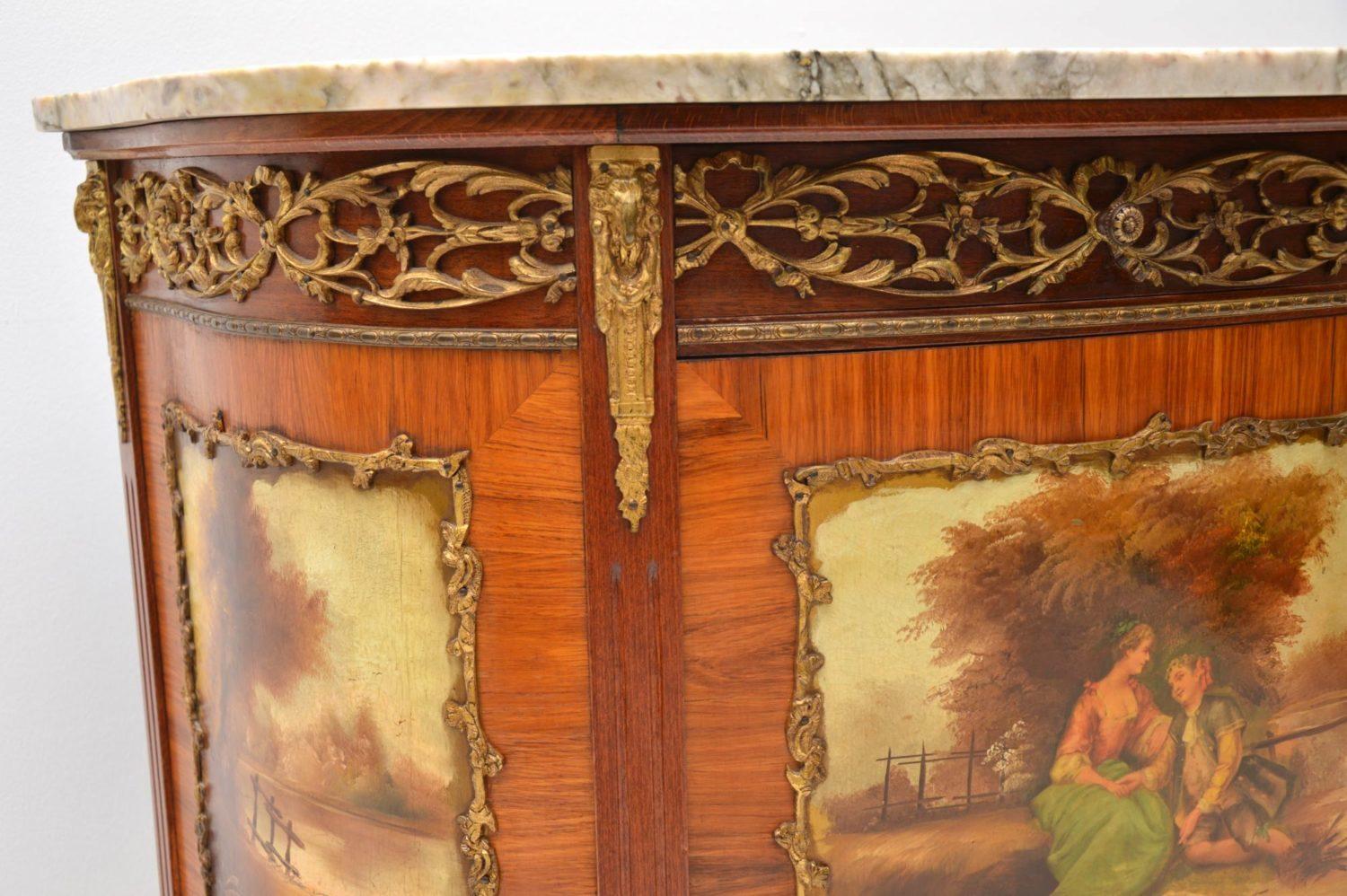 Antique French Painted Marble-Top Cabinet 10