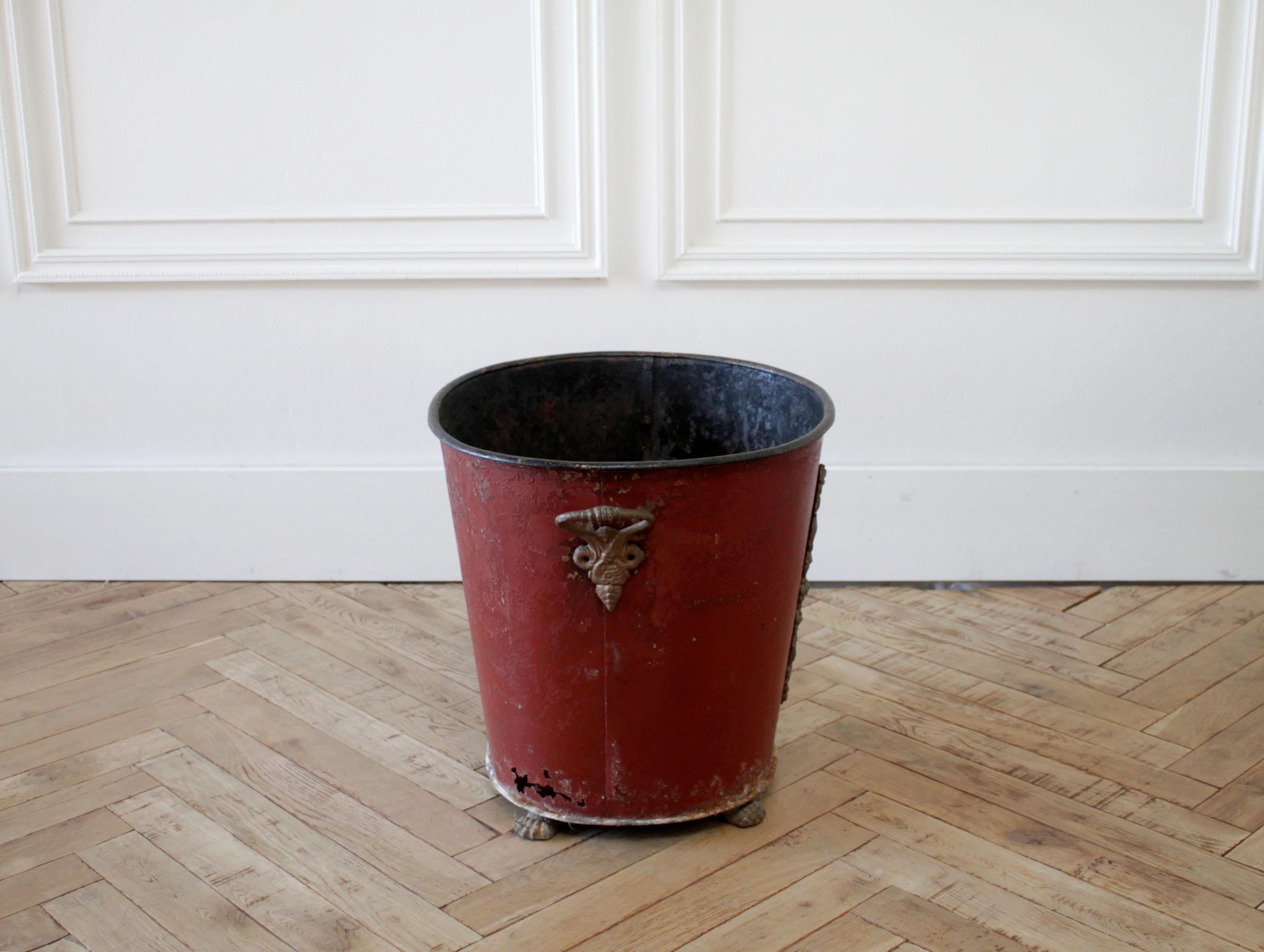 19th Century Antique French Painted Metal Planter