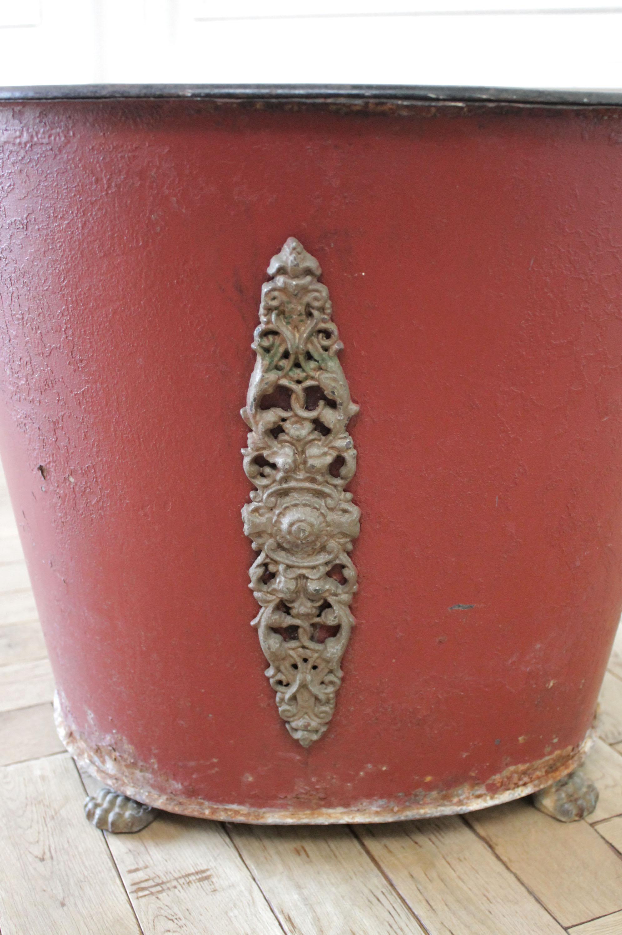 Antique French Painted Metal Planter 1