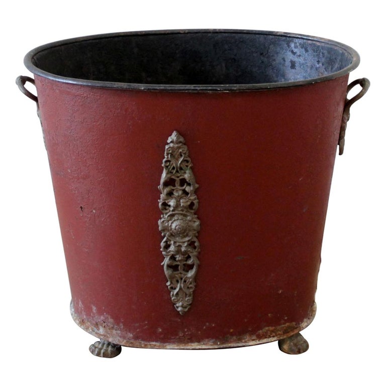 Antique French Painted Metal Planter For Sale at 1stdibs