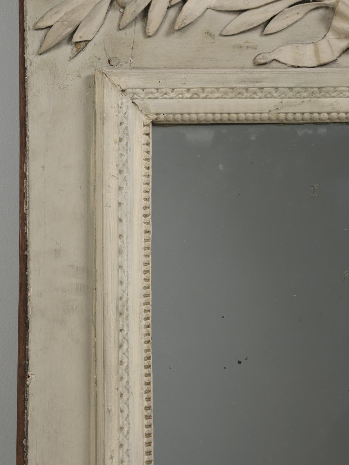 Antique French Painted Trumeau Mirror in Original Paint Unrestored circa 1800's 6