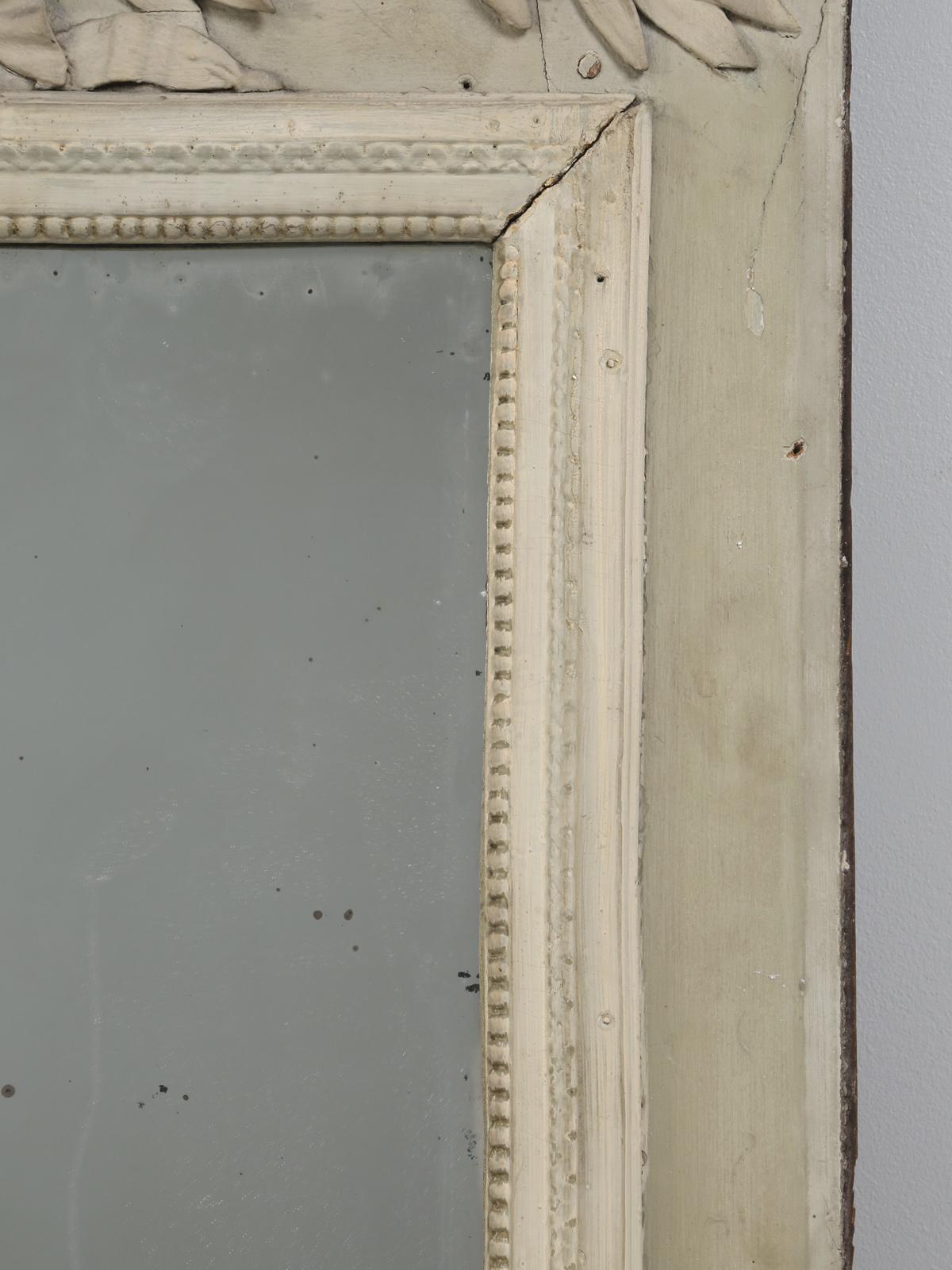 Antique French Painted Trumeau Mirror in Original Paint Unrestored circa 1800's 10