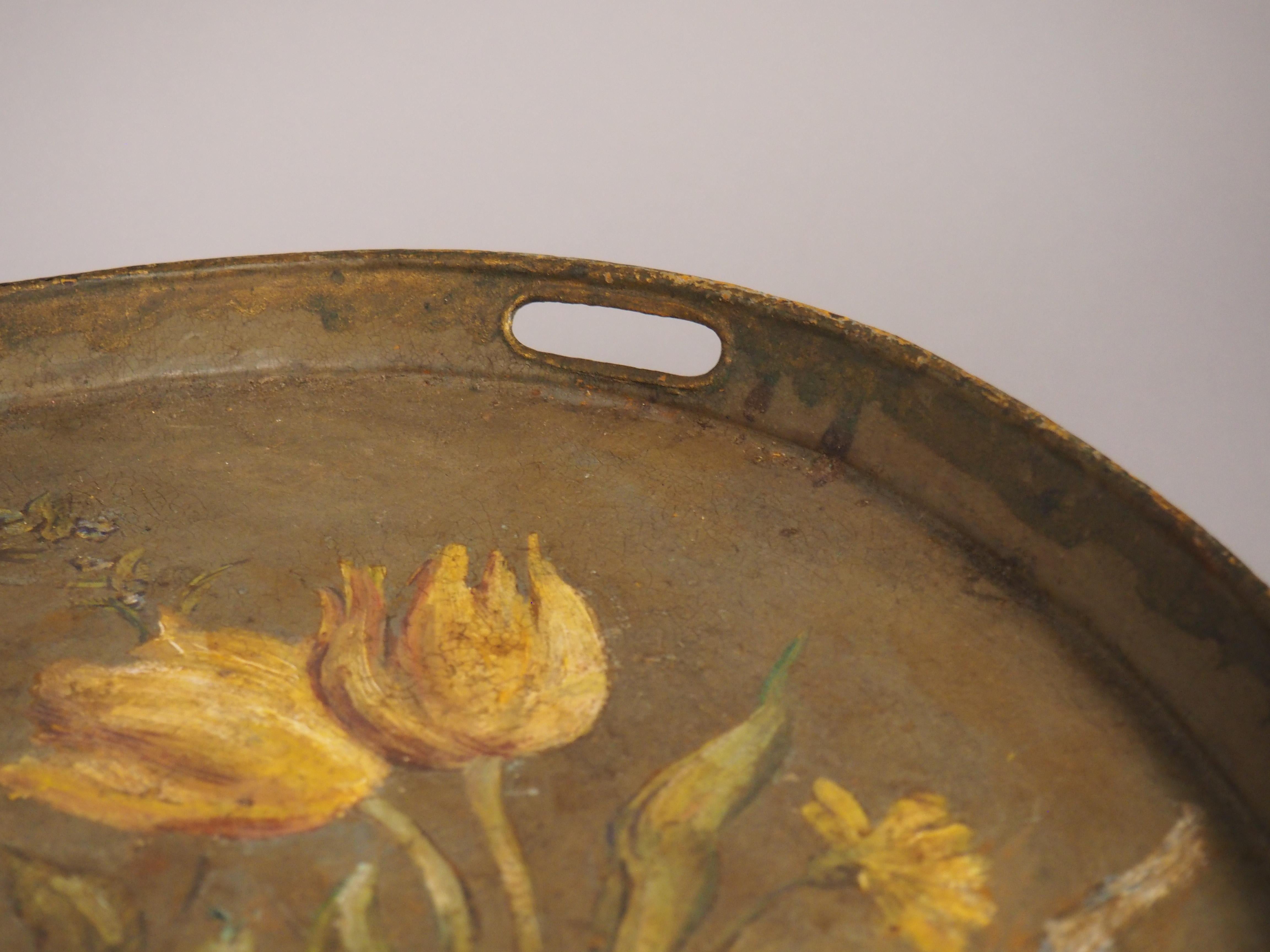 Antique French Gemaltes Serviertablett Napoleon III, CIRCA 1870 im Angebot 3