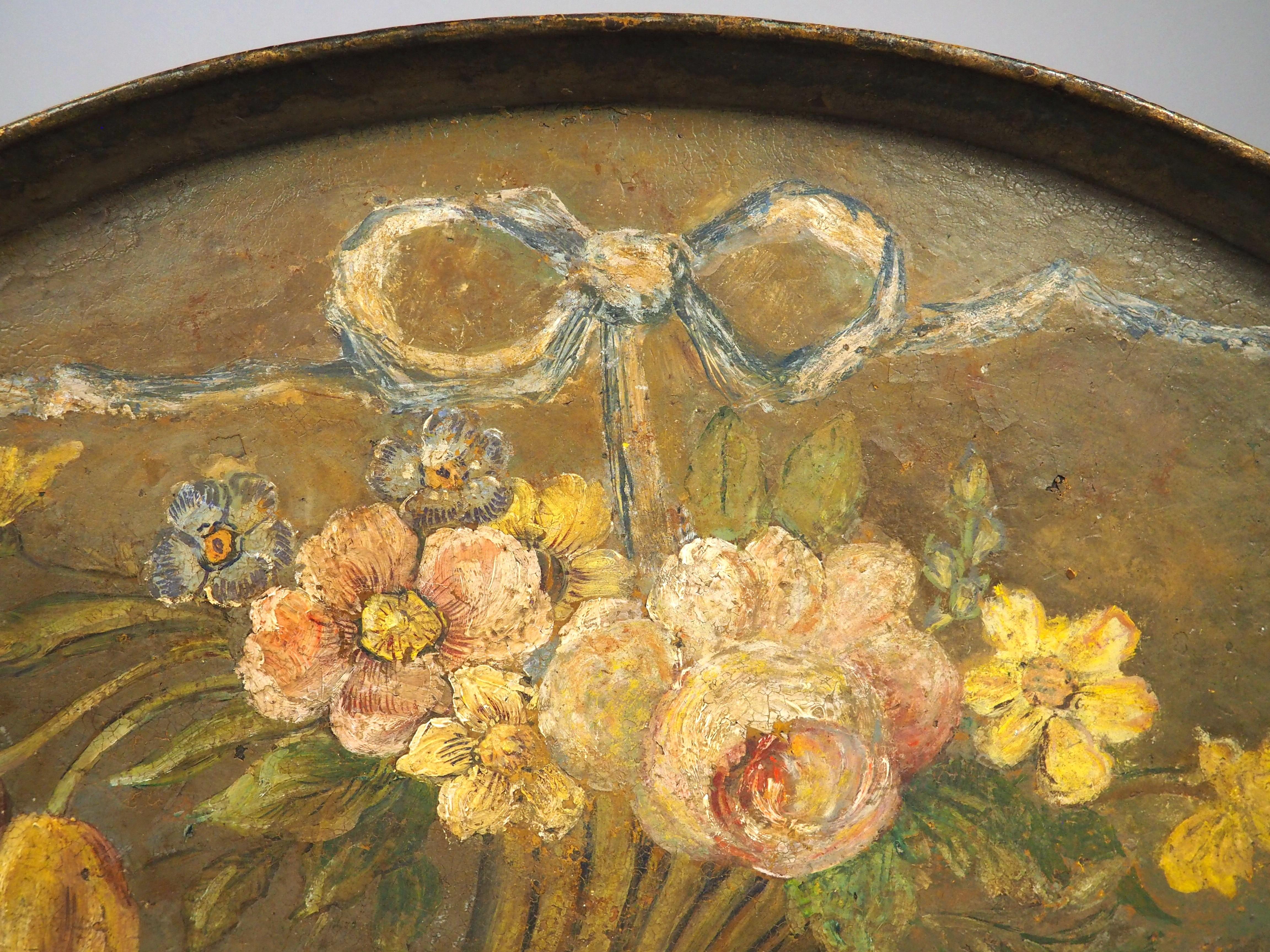 Antique French Gemaltes Serviertablett Napoleon III, CIRCA 1870 (Französisch) im Angebot