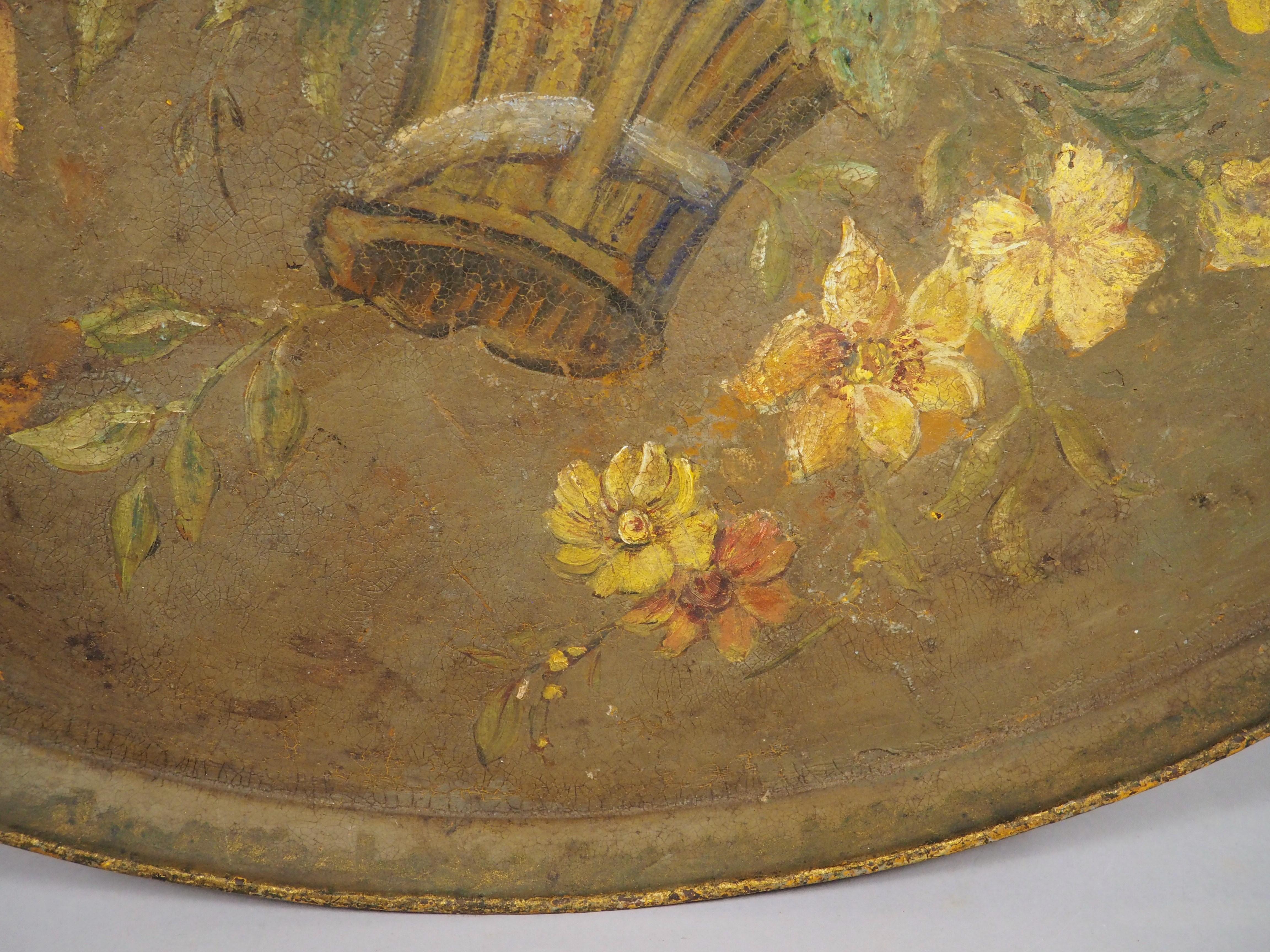 Antique French Gemaltes Serviertablett Napoleon III, CIRCA 1870 im Zustand „Gut“ im Angebot in Dallas, TX