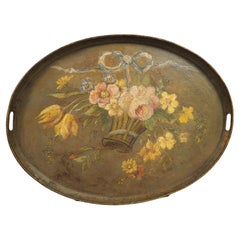 Antique French dipinto Napoleone III, vassoio da portata, CIRCA 1870