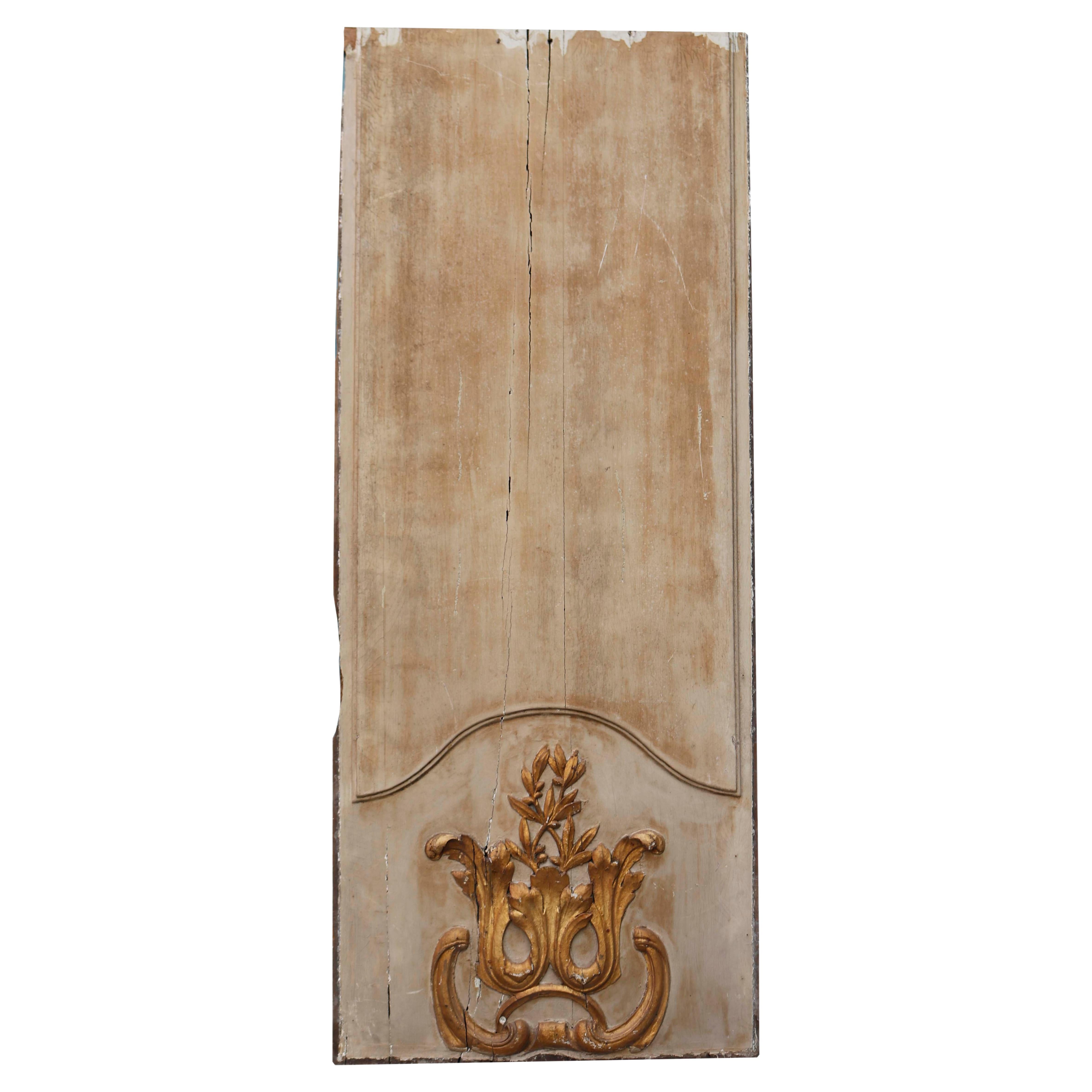 Antique French Painted Oak Wall Panel For Sale